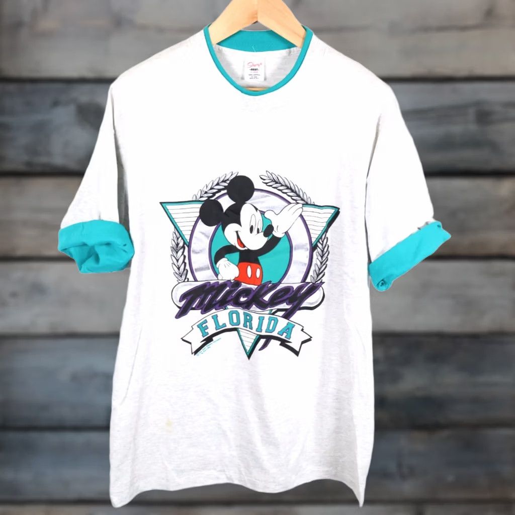 Disney VINTAGE Disney Mickey Mouse T-Shirt Florida Graphic 90s Adult XL Gray Jersey Cotton Shirt Men Mens 1990s - 1999s Size US XL / EU 56 / 4 - 1 Thumbnail