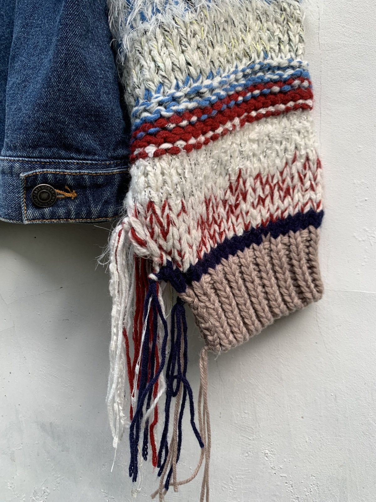 Aran Isles Knitwear Zara denim jacket with knit sleeves oversized jacket Size M / US 6-8 / IT 42-44 - 6 Thumbnail