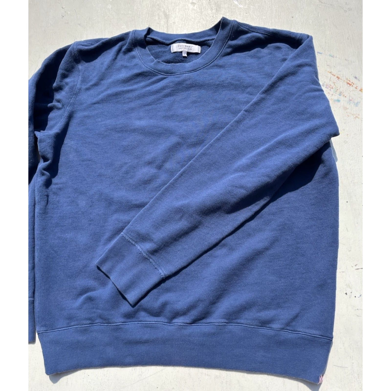 Vintage Freemans Sporting Club Sweatshirt Blue Solid XL Mens Crew Neck Pullover Heavyweight Casual Modern City Outdoor Logo - Size US XL / EU 56 / 4 - 5 Thumbnail