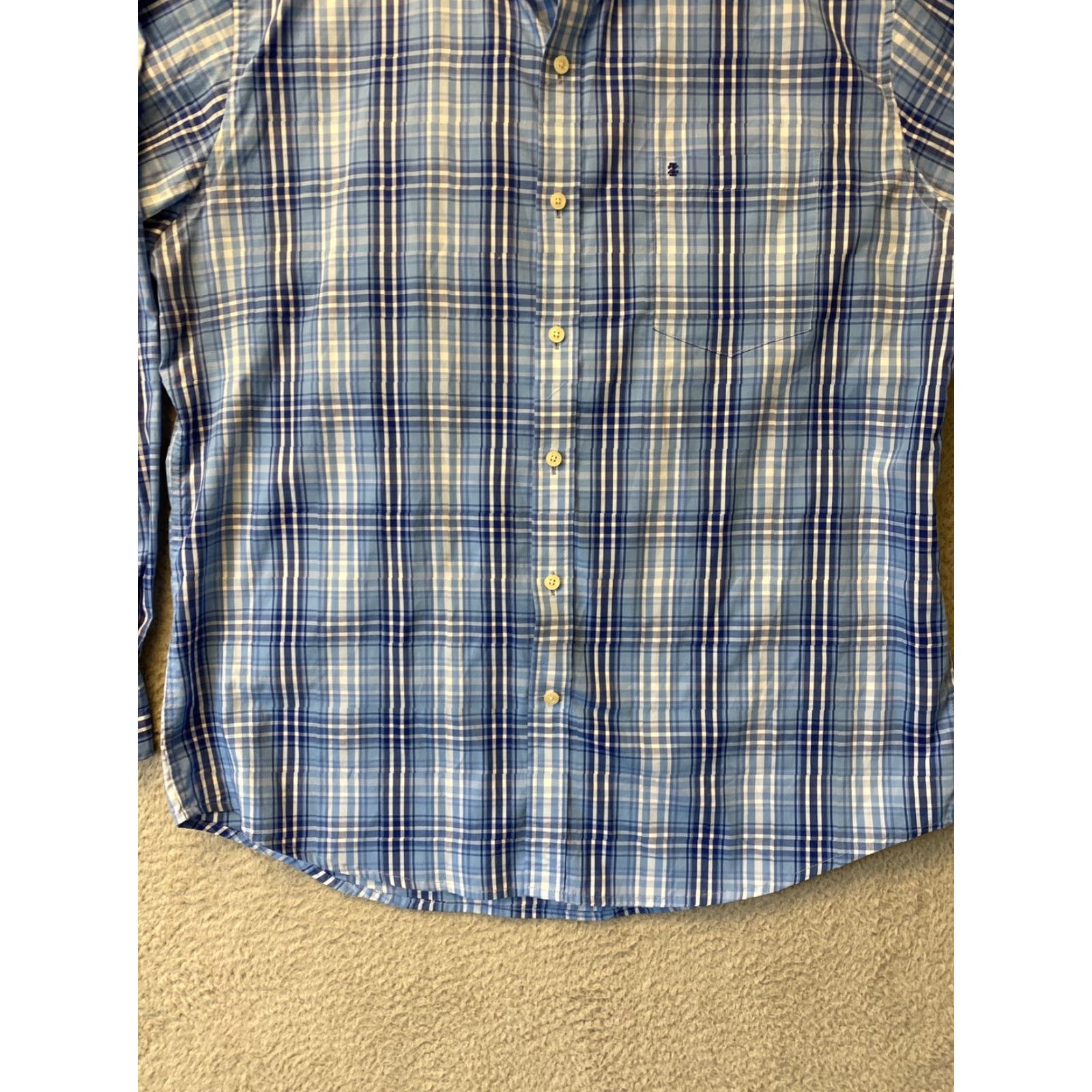 Izod Izod Tucker Shirt Plaid Button-Up Long Sleeve Blue XL Classic Fit Mens Size US XL / EU 56 / 4 - 2 Thumbnail