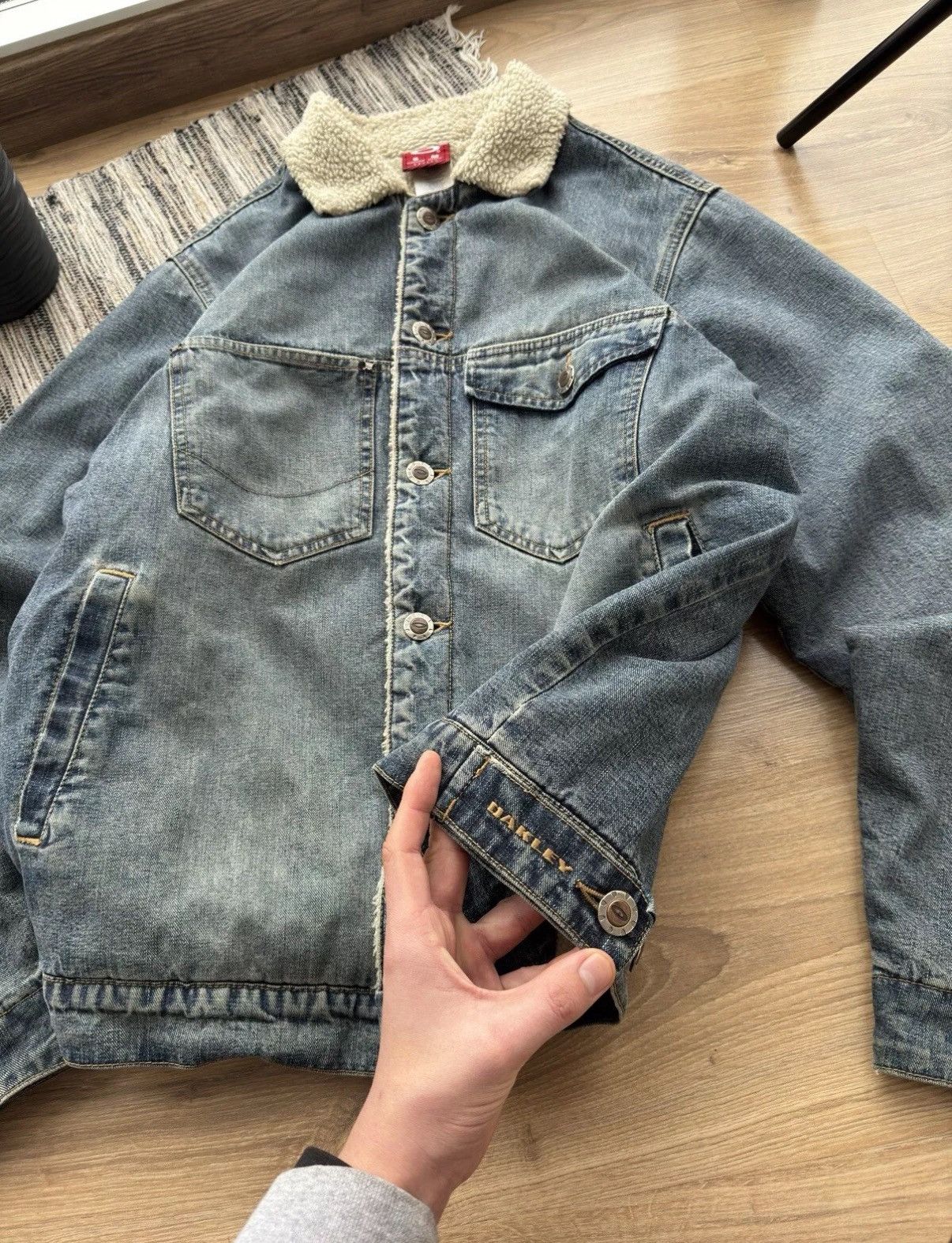 Oakley Oakley Software Vintage 90s Sherpa Y2K Denim ButtonUp Jacket Size US M / EU 48-50 / 2 - 7 Thumbnail