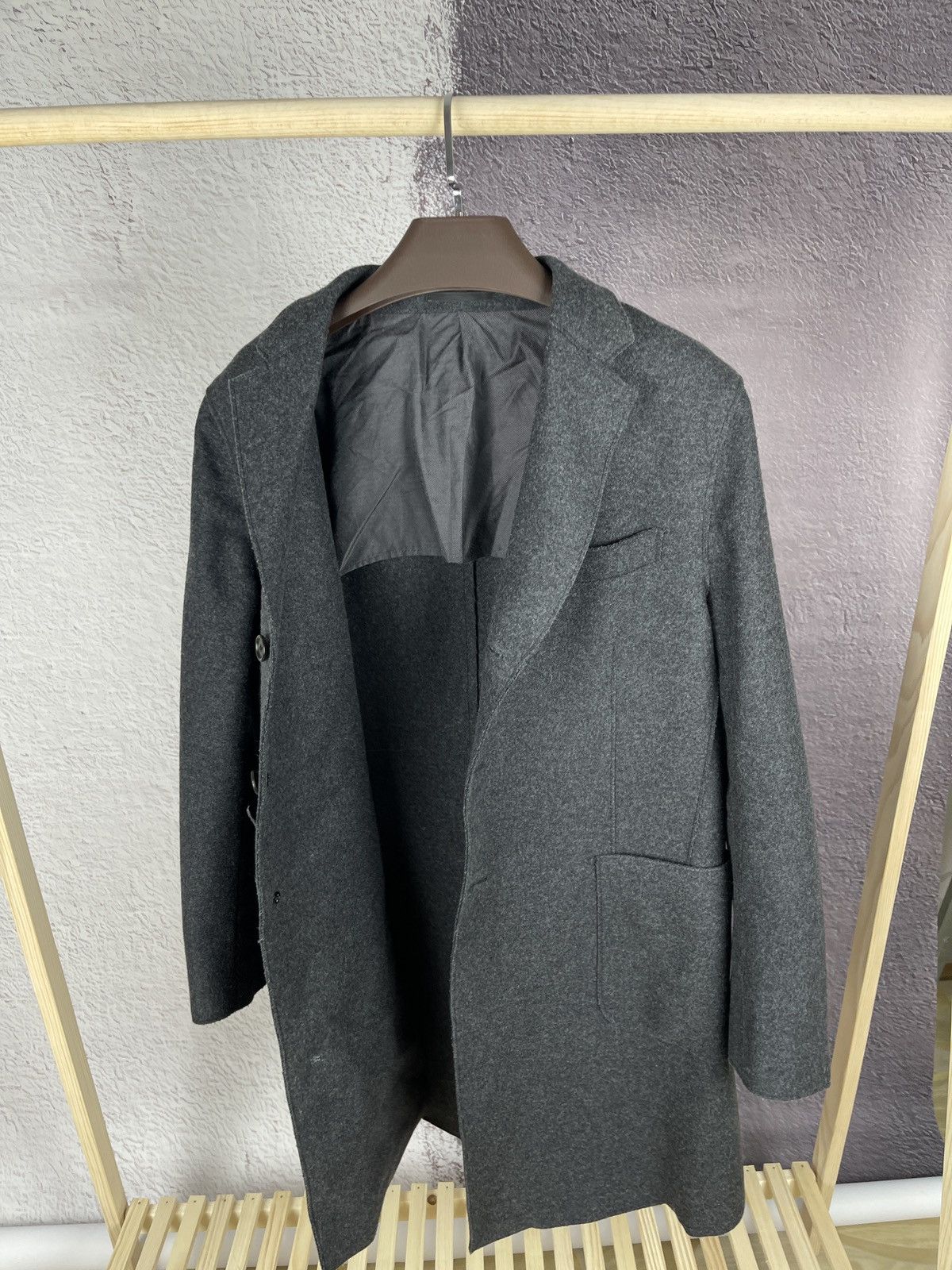 Z Zegna Z Zegna grey single breasted wool unlined trench coat logo Size US L / EU 52-54 / 3 - 16 Thumbnail