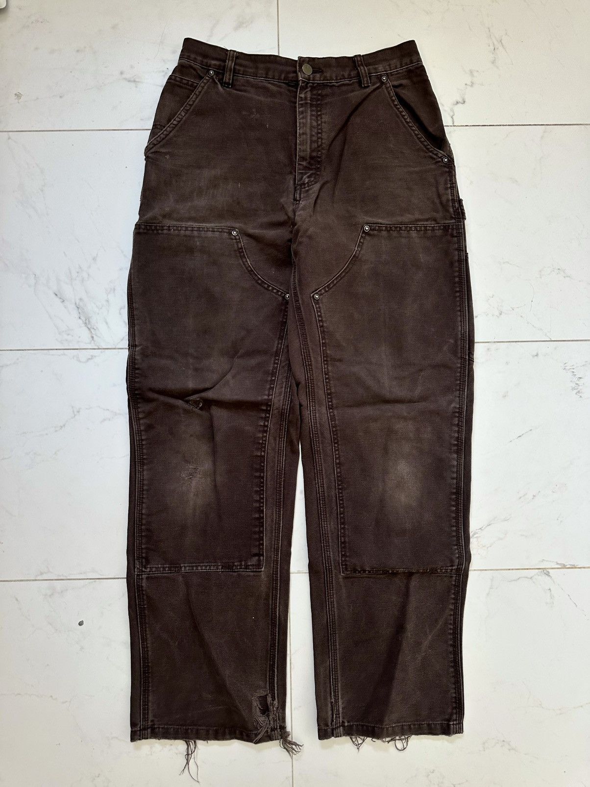 Carhartt Vintage Brown Double Knee Carhartt Pants Size US 29 - 1 Thumbnail