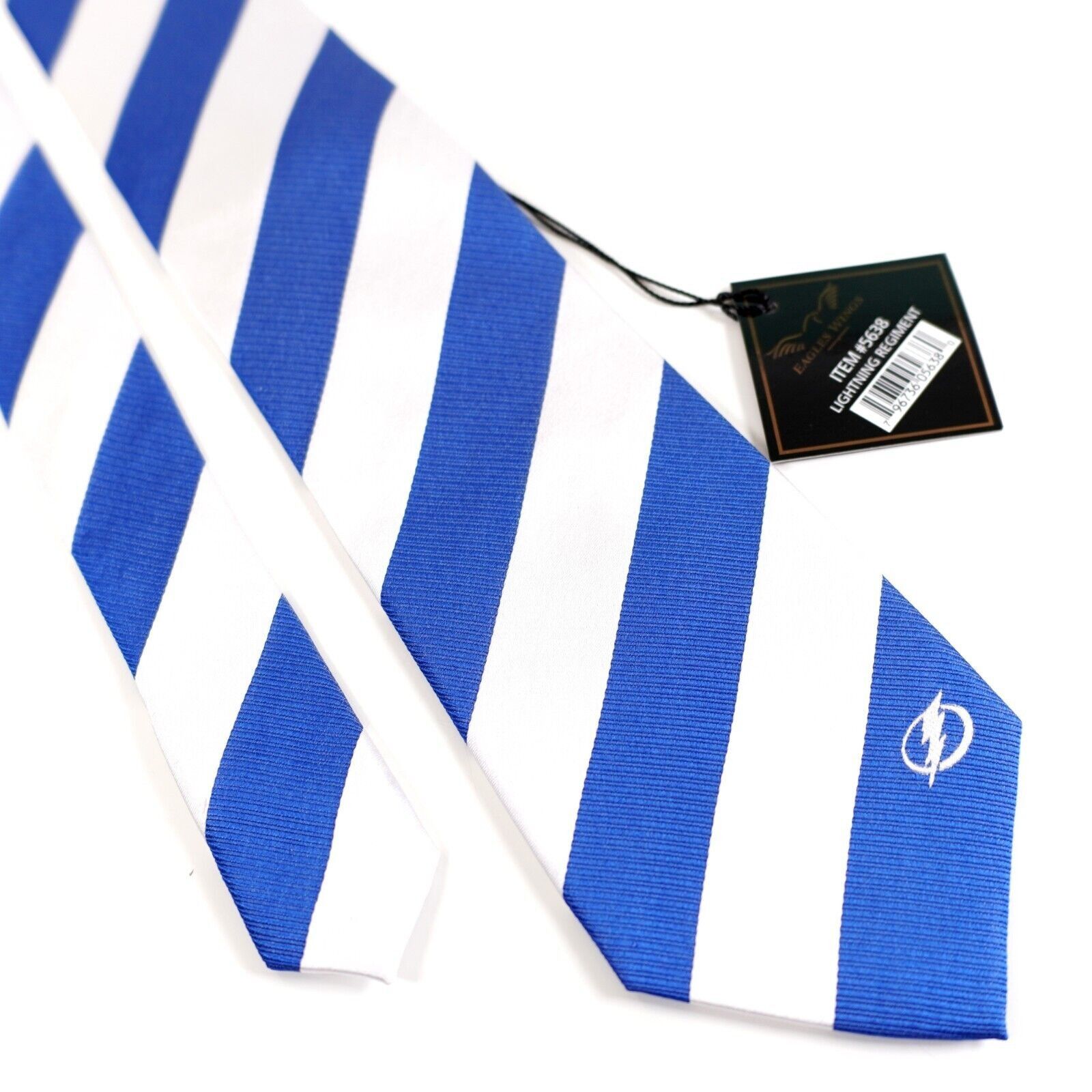 NHL NEW NHL Blue White Lightning Hockey Striped Ribbed Woven Sil Size ONE SIZE - 1 Thumbnail