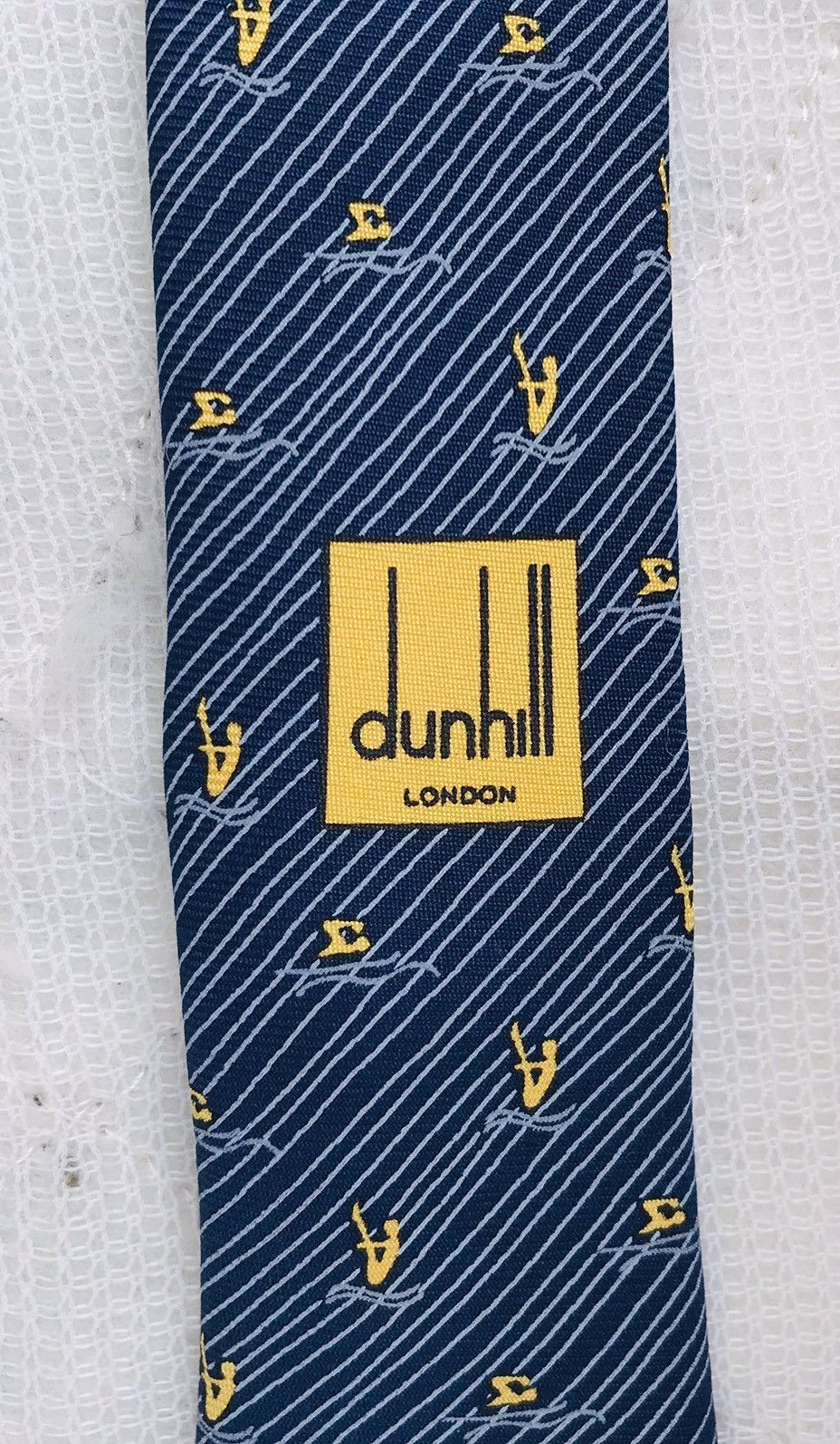 Alfred Dunhill Dunhill Blue Yellow Geometric TIE Blue 100% SILK NECKTIE Size ONE SIZE - 5 Thumbnail