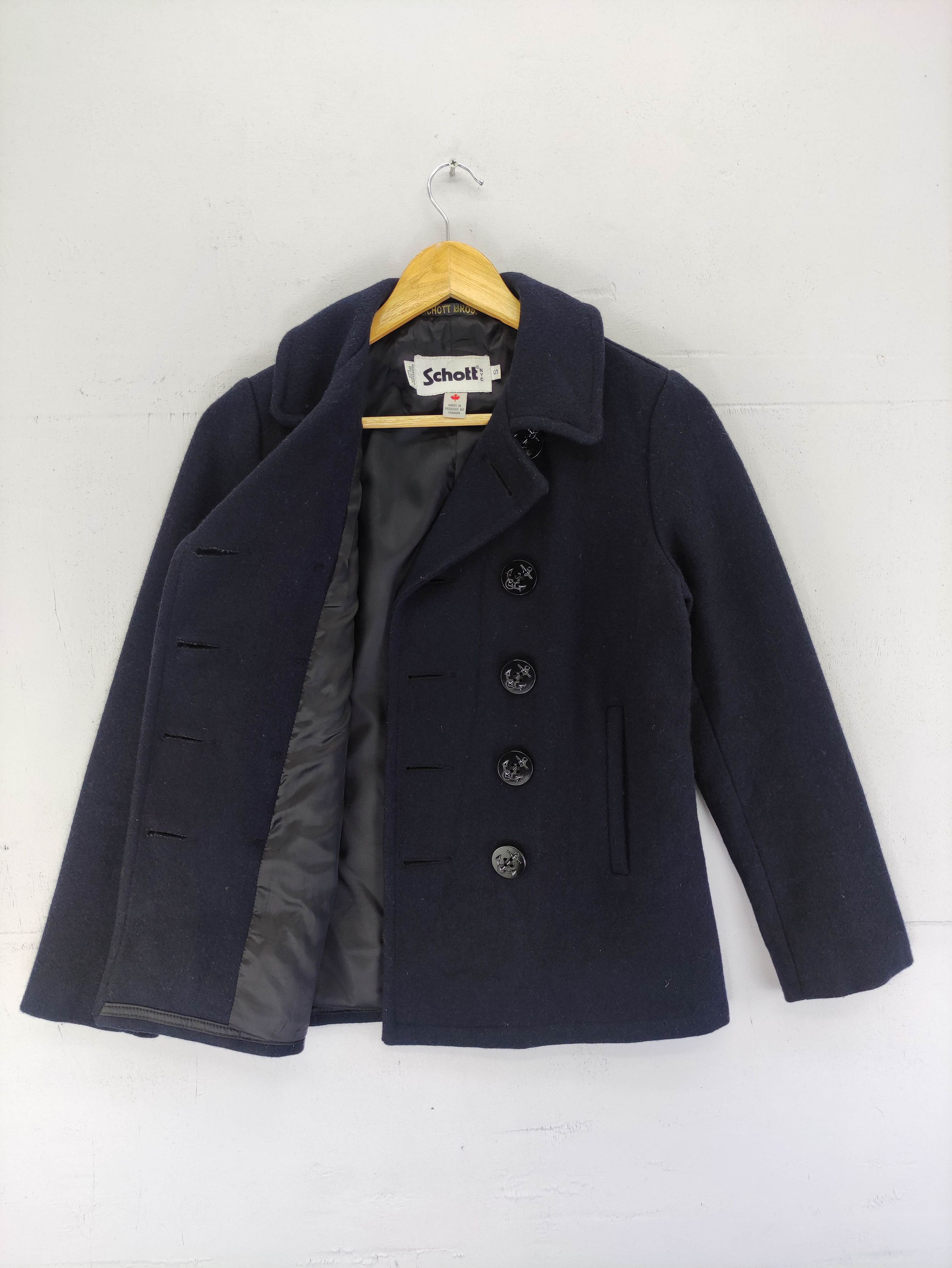 Schott Vintage Schott Double Breasted Wool Coat Jacket Size XS / US 0-2 / IT 36-38 - 3 Thumbnail