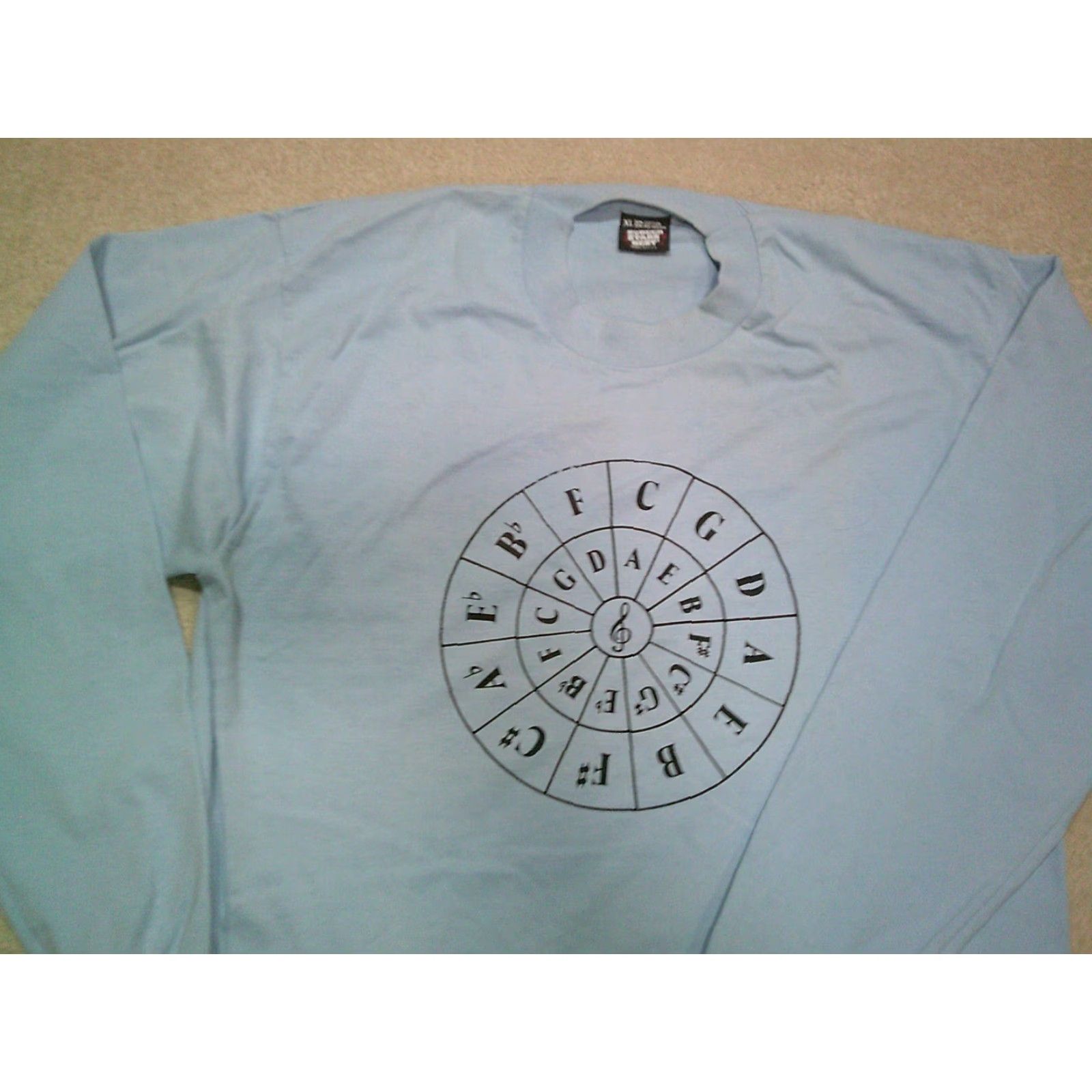 Fruit Of The Loom VINTAGE 90s Circle Of Fifths T Shirt Mens Large Single Stitch Cotton Blue Logo 90s USA Men L Shirt Size US L / EU 52-54 / 3 - 3 Thumbnail