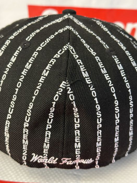 Supreme Supreme Text Stripe New Era Cap BLACK HAT SIZE 7 1/8 | Grailed