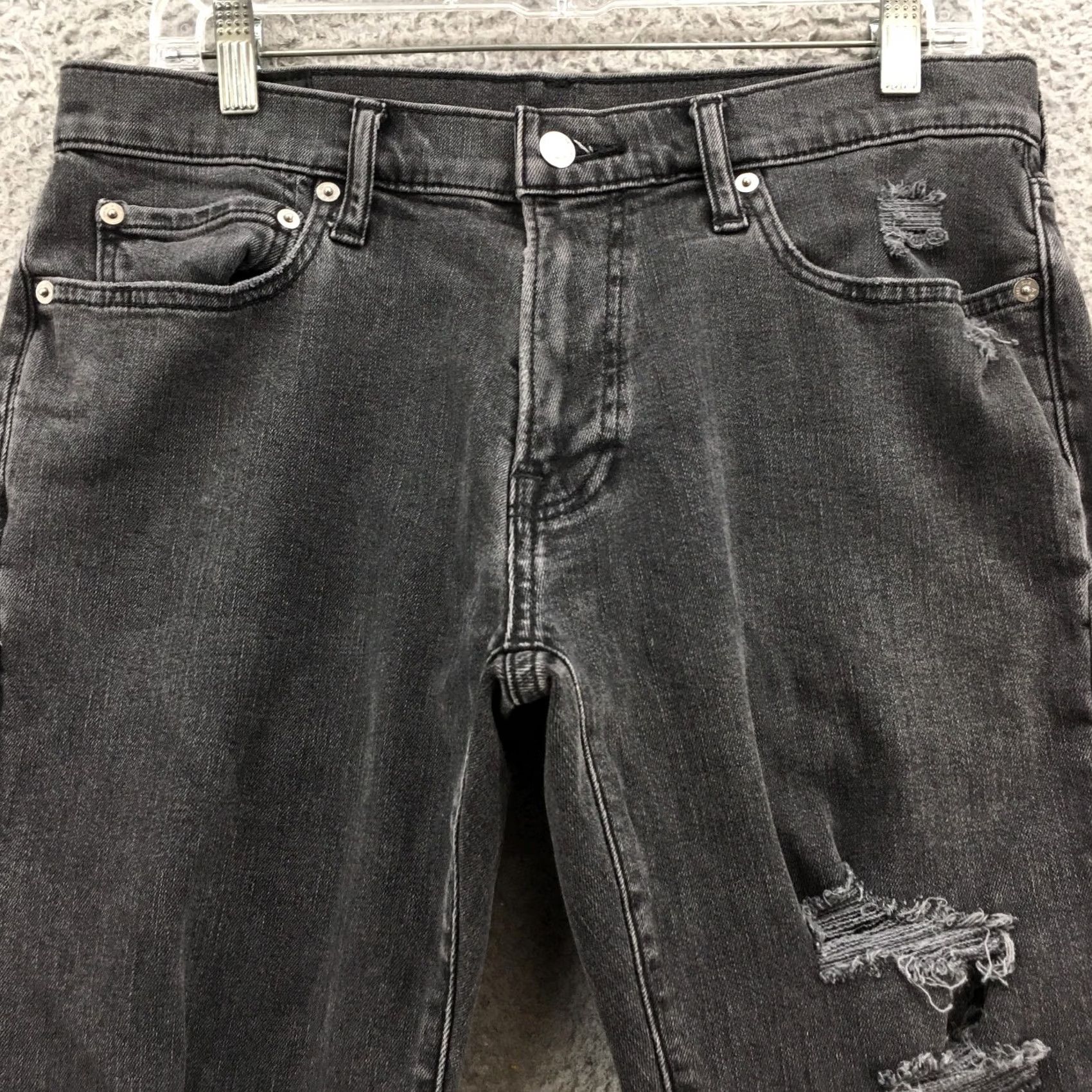 Abercrombie & Fitch Nike Abercrombie & Fitch Skinny Jeans Mens 32X30 Black Zip Distressed Jeans Regular 34in Waist 30in Inseam Mens Size US 32 / EU 48 - 2 Thumbnail