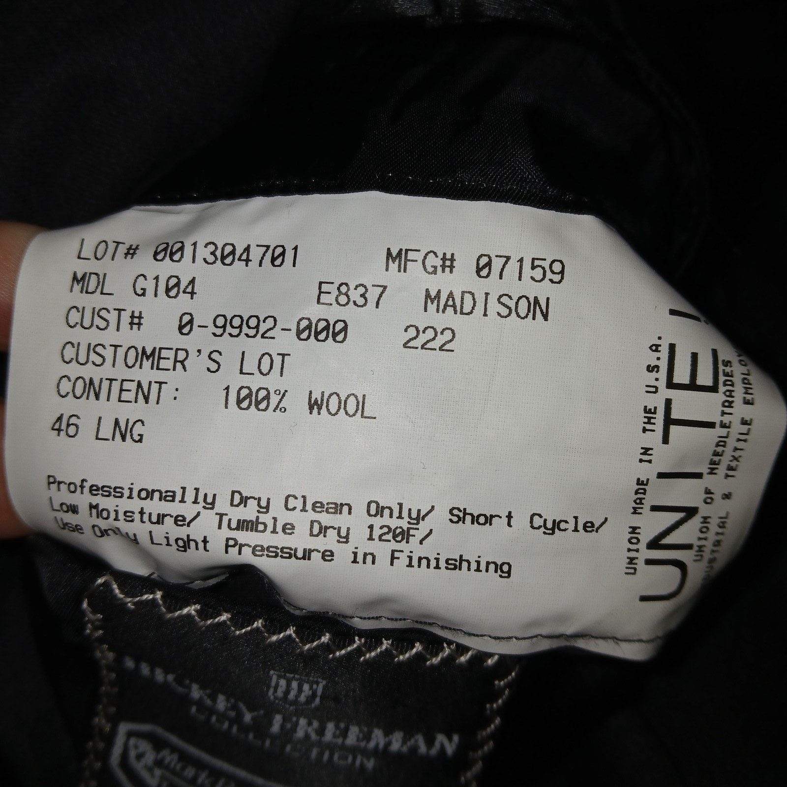 Hickey Freeman Hickey Freeman Suit Jacket Mens 46L Loro Piana Made in USA Size 46L - 7 Thumbnail