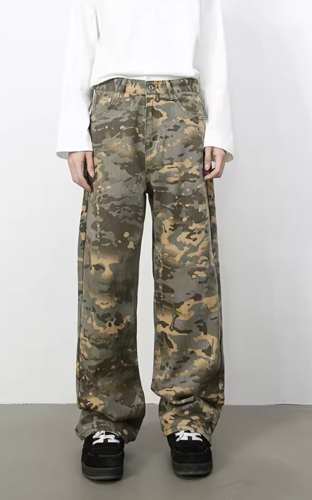 Japanese Brand Camo Denim Pants - Wide Leg Tactical Streetwear Trousers Size US 33 - 4 Thumbnail