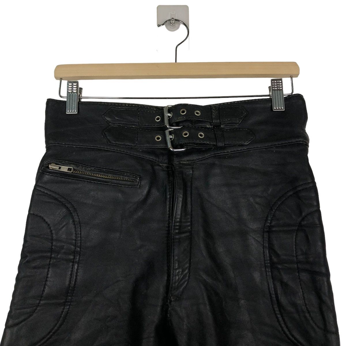 Genuine Leather 🔥VINTAGE LEATHER TROUSERS RACING PANTS SAFETY MOTOR CROSS Size US 30 / EU 46 - 2 Thumbnail