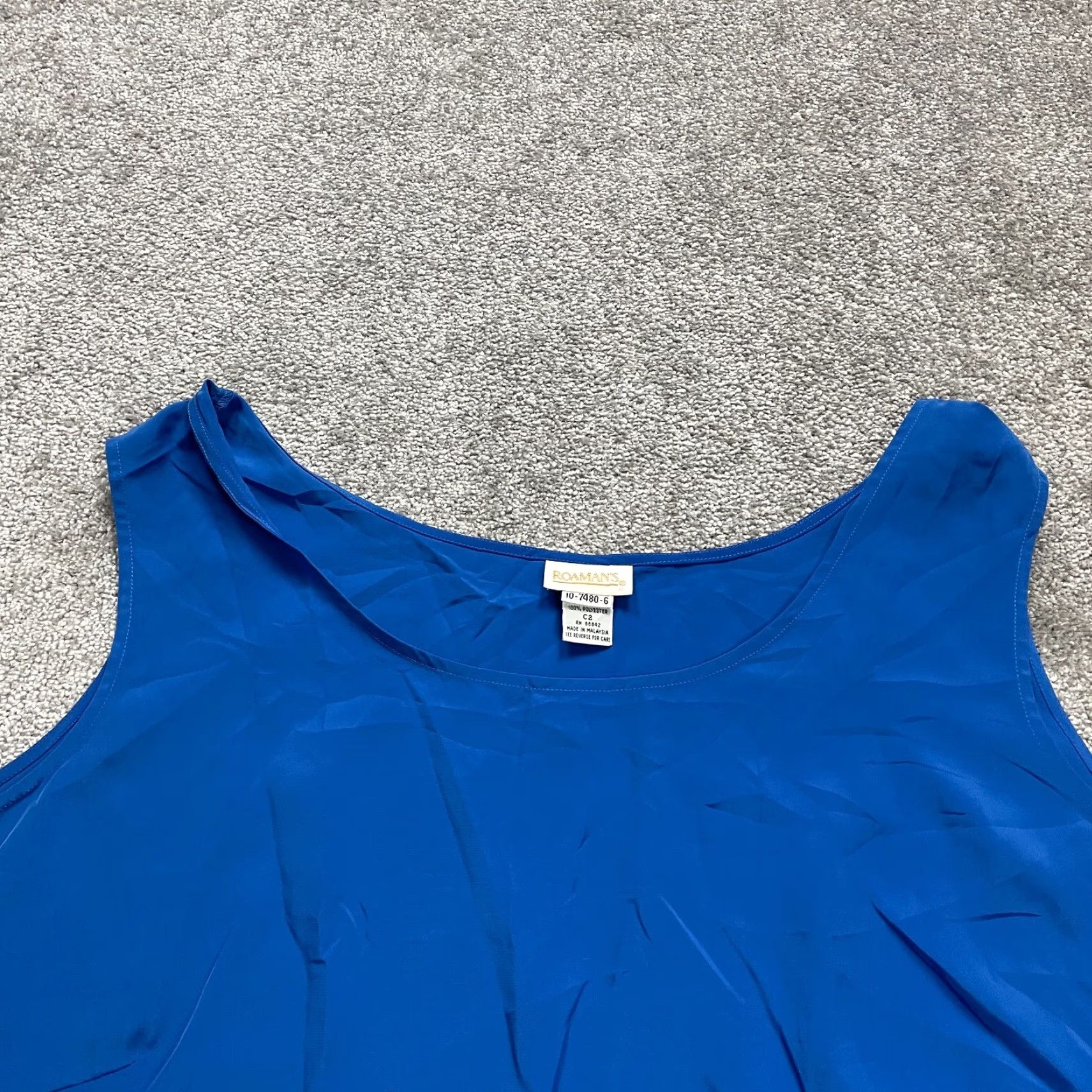 Vintage Roaman's Tank Top Women 10 Royal Blue Sleeveless Round Neck Basic Casual Size L / US 10 / IT 46 - 3 Thumbnail