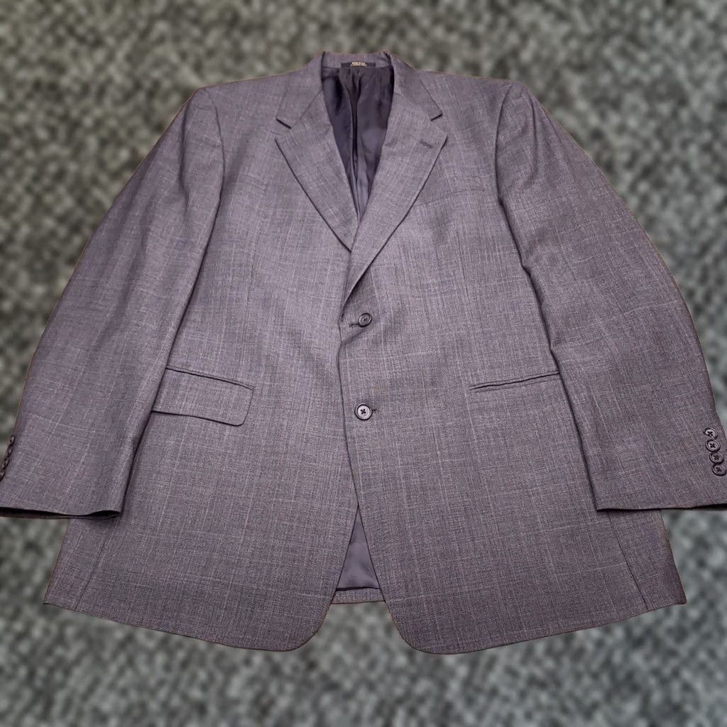 Hart Schaffner Marx VINTAGE Hart Schaffner Marx Suit Jacket Mens 42R Gray Blazer Plaid 90s Classic Wool Regular Notch Lapel 3-Button Sleeve Repair Size 42R - 1 Thumbnail
