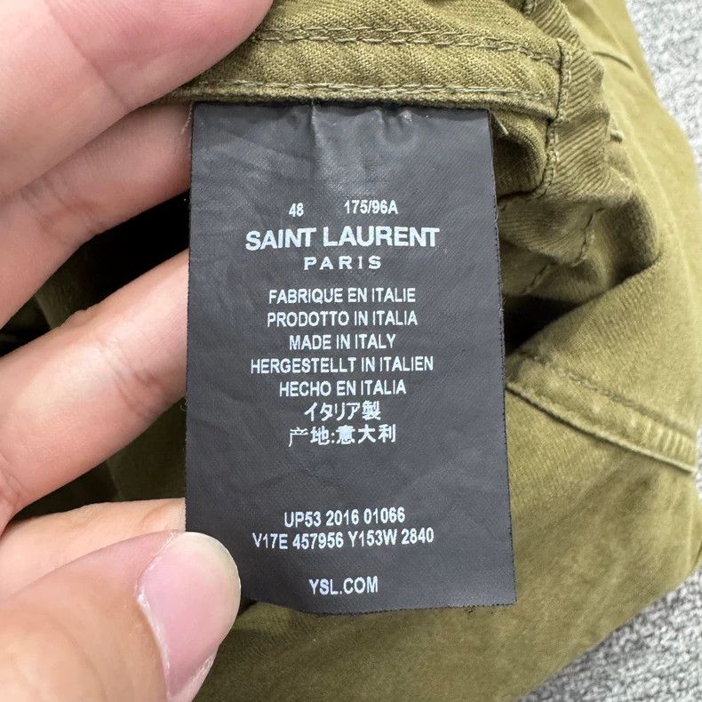 Saint Laurent Paris Saint Laurent Paris Army Green Rhinestone Shark Jacket 2505 Size US M / EU 48-50 / 2 - 3 Thumbnail