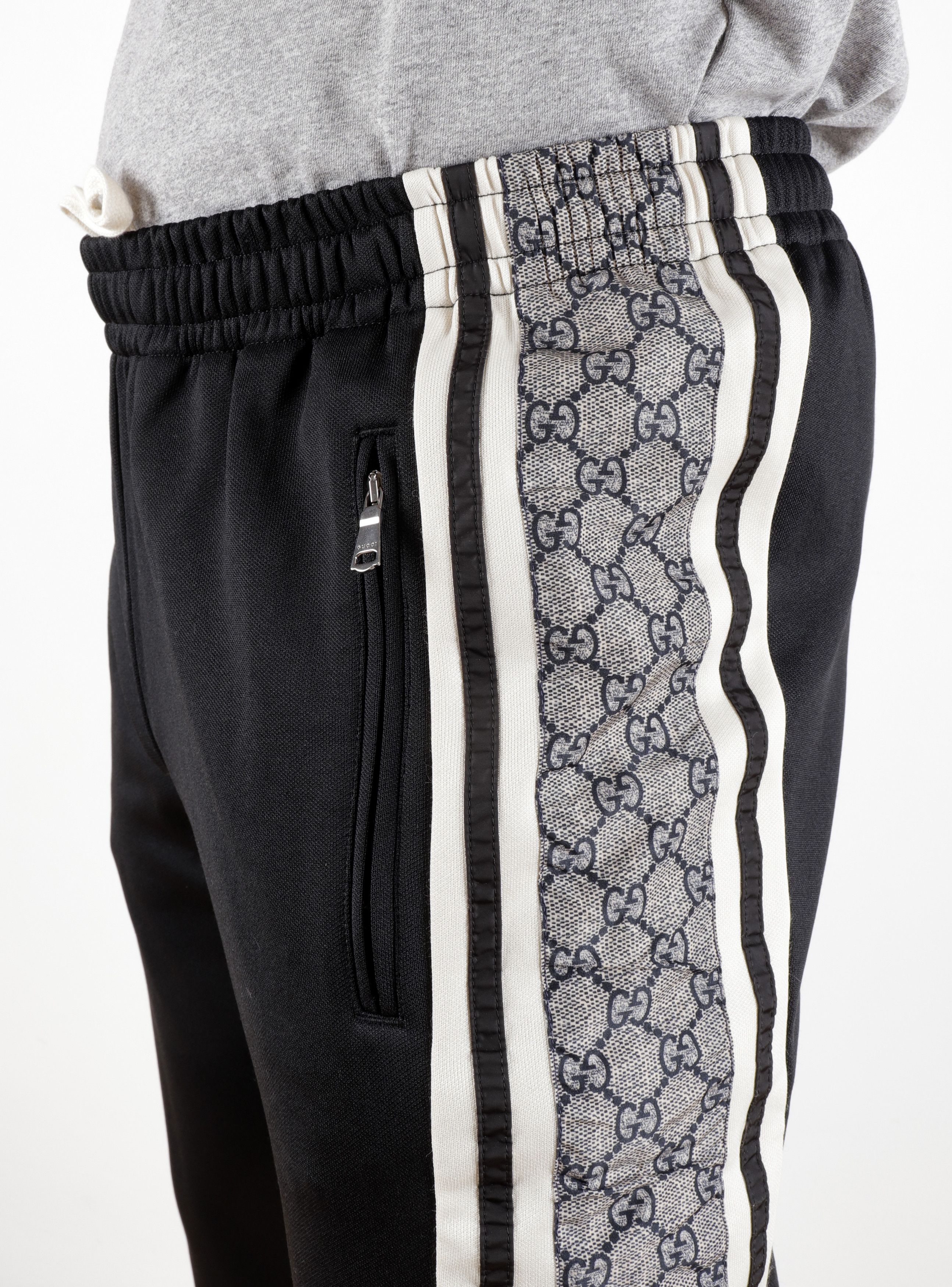 Gucci GUCCI Size S Black GG Monogram Striped Jersey Track Pants Size US 30 / EU 46 - 3 Thumbnail