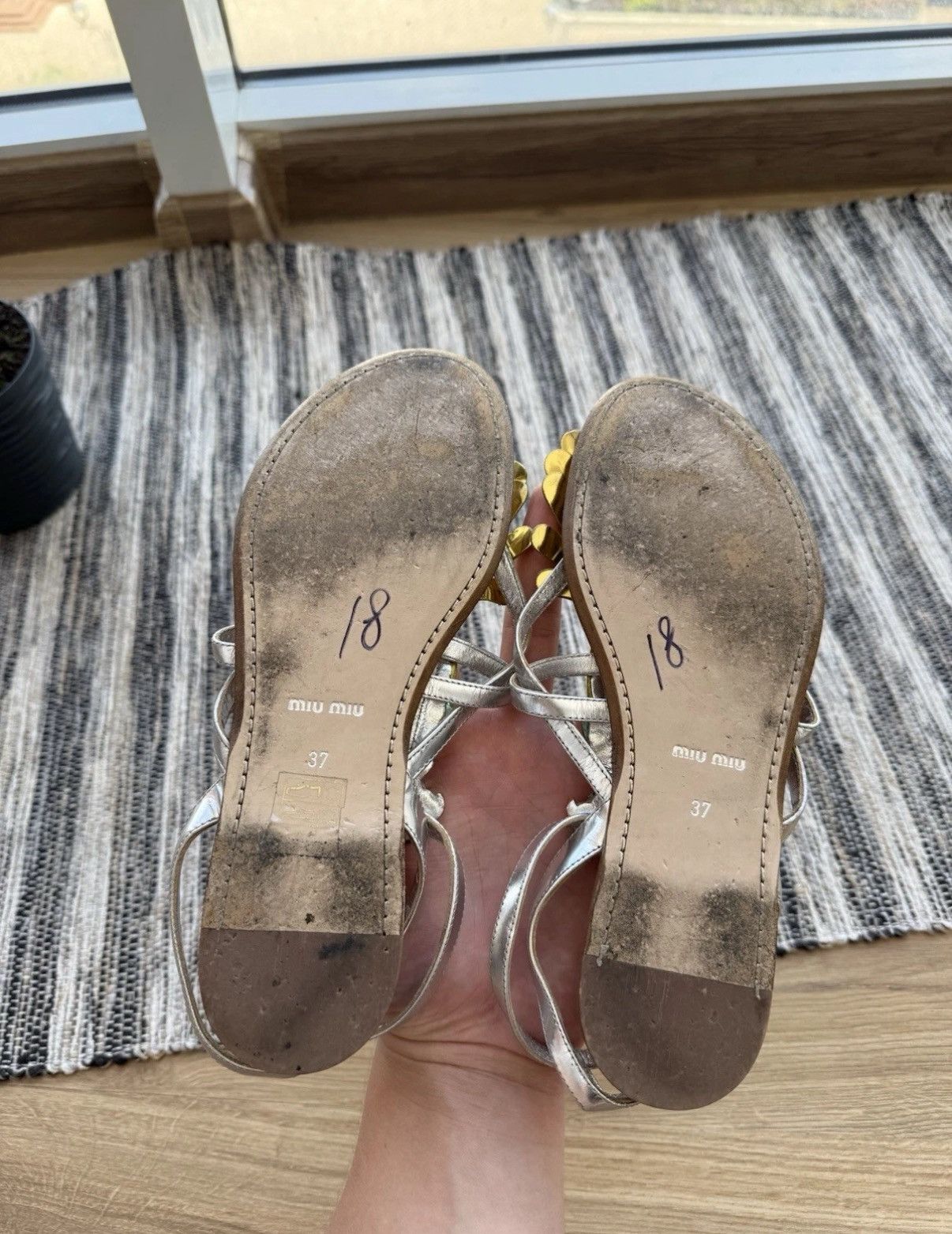 Miu Miu Miu Miu Leather Crystal Sandals Crystal Embellished Parrot Size US 7 / IT 37 - 15 Thumbnail