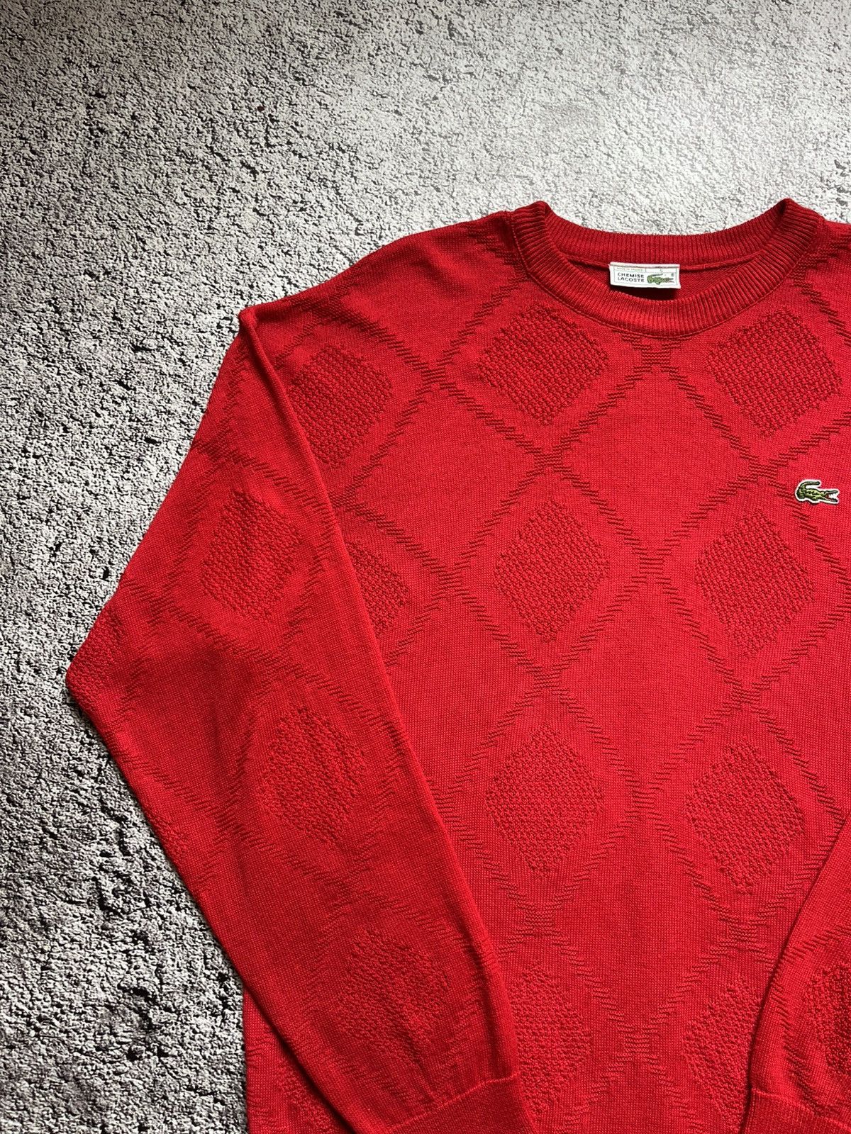 Lacoste Vintage Lacoste Diamond Knit Sweater Red Size US L / EU 52-54 / 3 - 2 Thumbnail