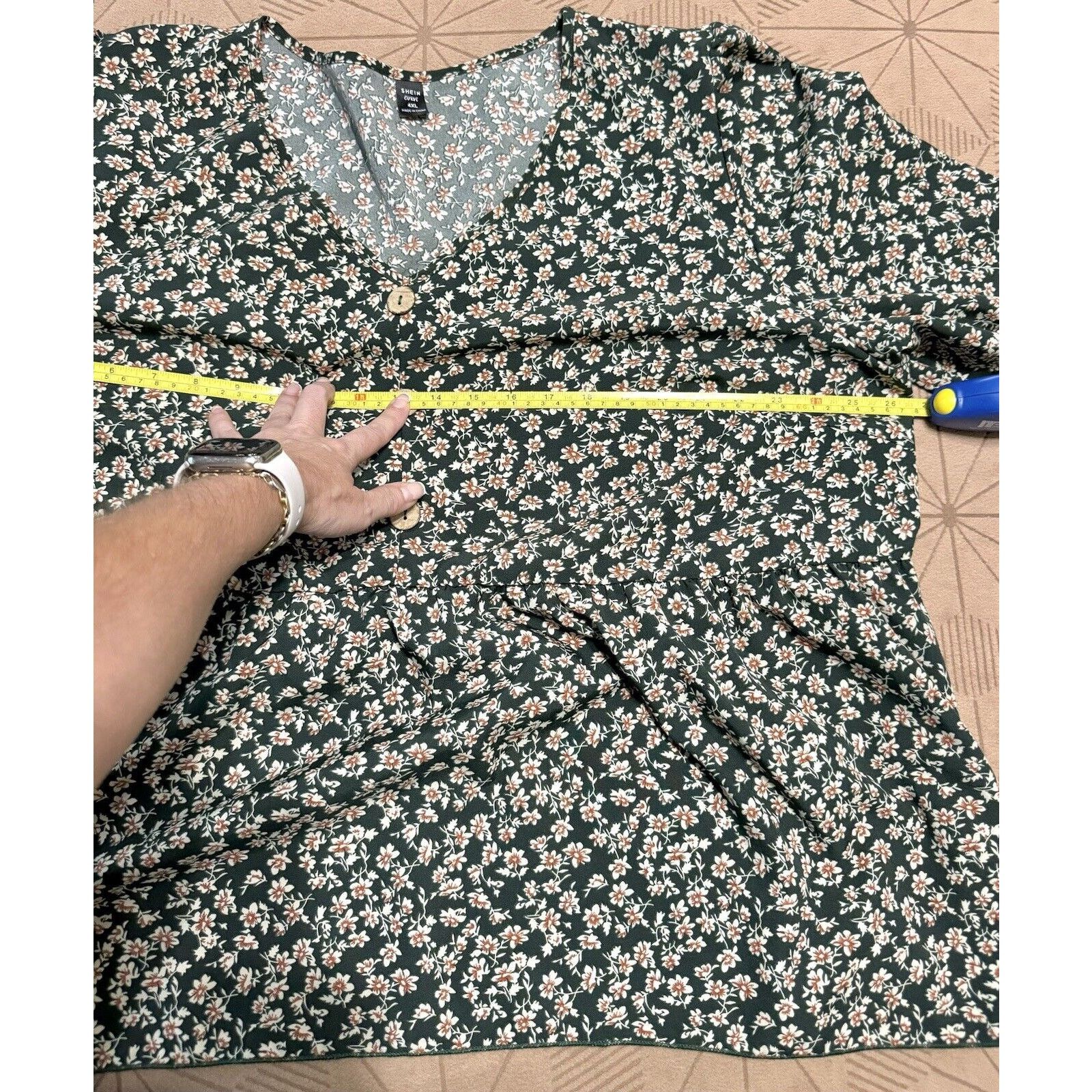 Shein SHEIN LUNE Plus Ditsy Print Flounce Sleeve, Peplum Blouse 3X Size 3XL / US 20-22 - 14 Thumbnail