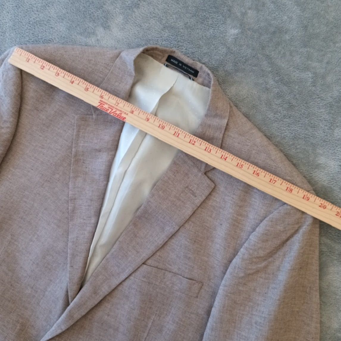 Tommy Hilfiger Tommy Hilfiger Blazer Mens 44 Long Beige Herringbone Two-Button Double-Vented Notch Lapel Long Jacket Coat Size 44R - 2 Thumbnail