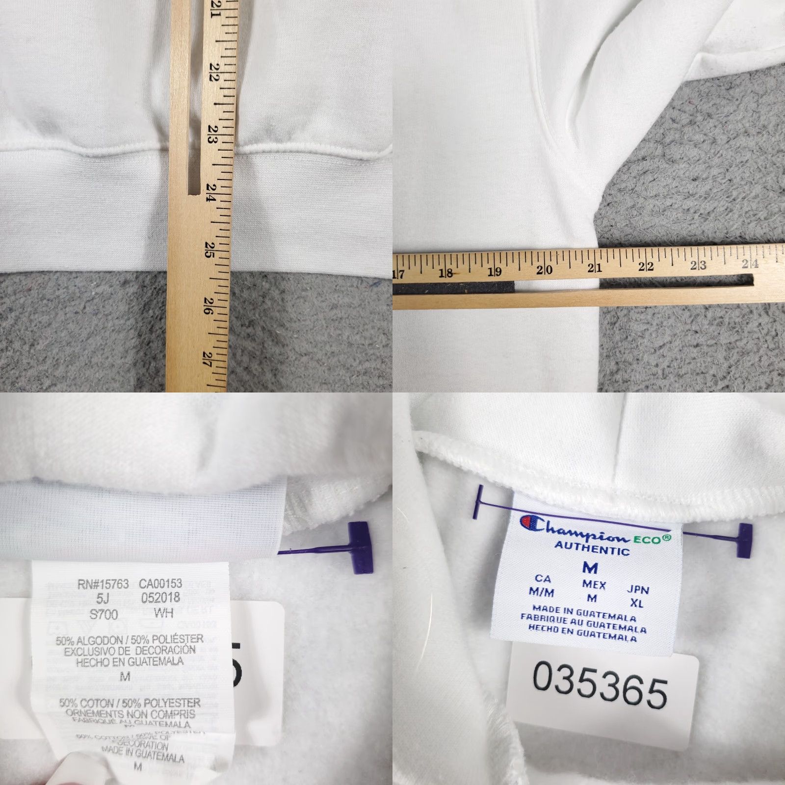 Champion Champion Hoodie Mens Medium White Pullover Casual Sweatshirt Fleece Size US M / EU 48-50 / 2 - 8 Thumbnail