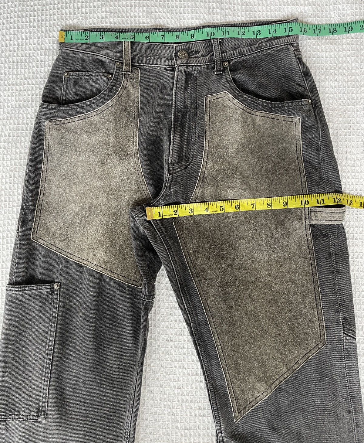 PPFM Vintage’90s🔥PPFM🔥Double Knee Leather Part CowHide Jeans Size US 31 - 9 Thumbnail
