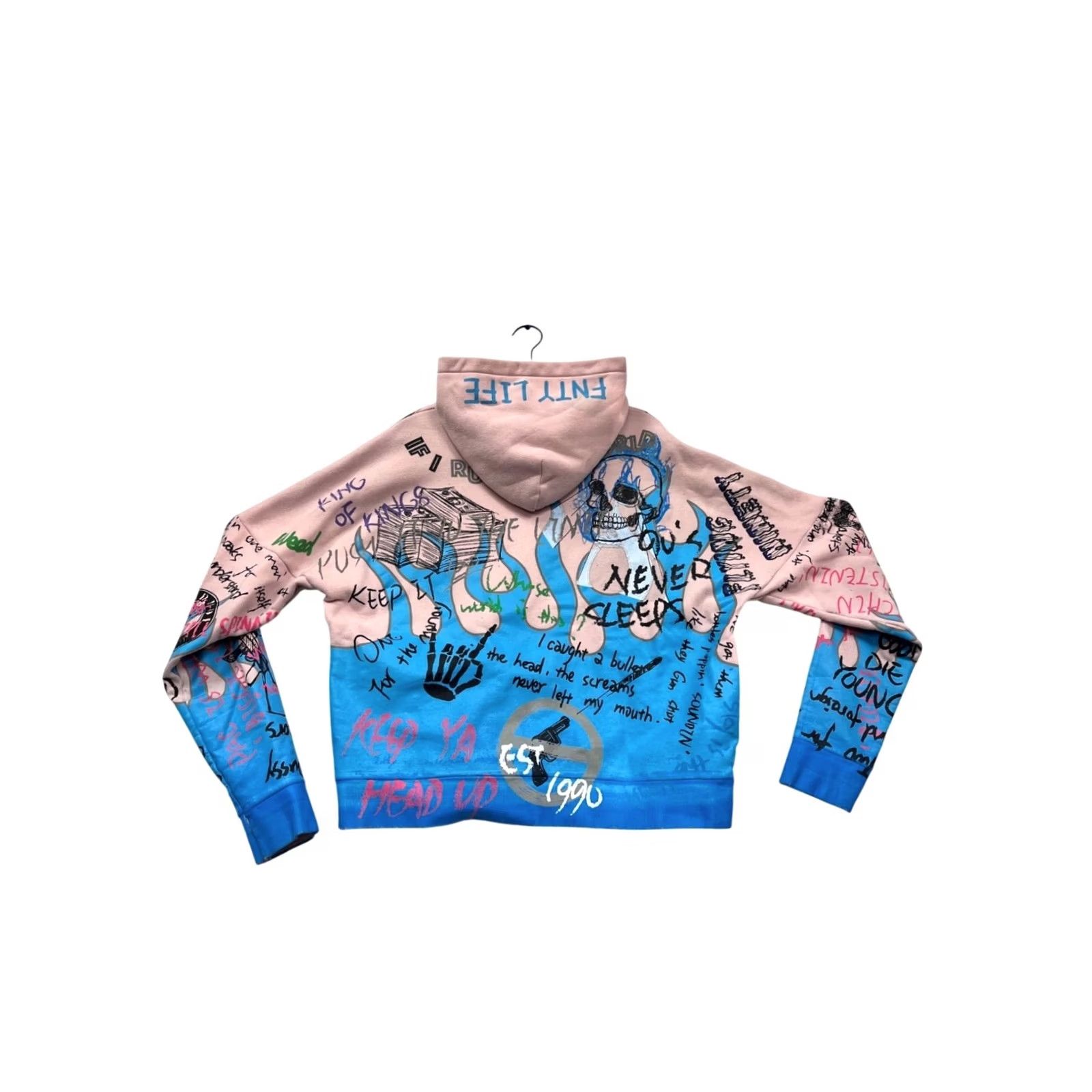 Pinko FNTY Hoodie Womens M Pink Blue Graffiti-Style Full Zip Graphic Cotton-Polyester Streetwear Size M / US 6-8 / IT 42-44 - 2 Thumbnail