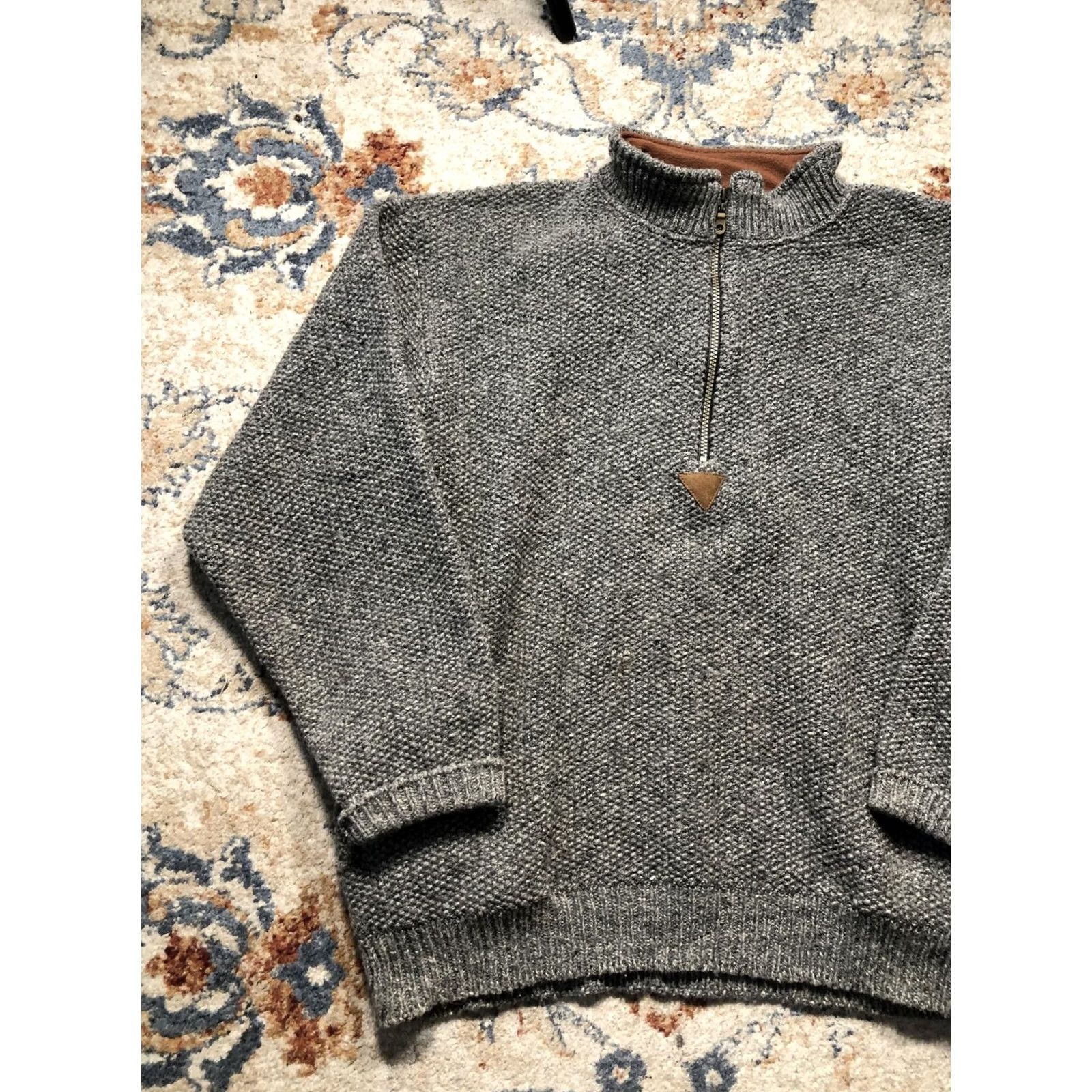 Vintage Early Winters Mens Large Gray Quarter Zip Mock Neck Knit Pullover Sweater Size US L / EU 52-54 / 3 - 3 Thumbnail
