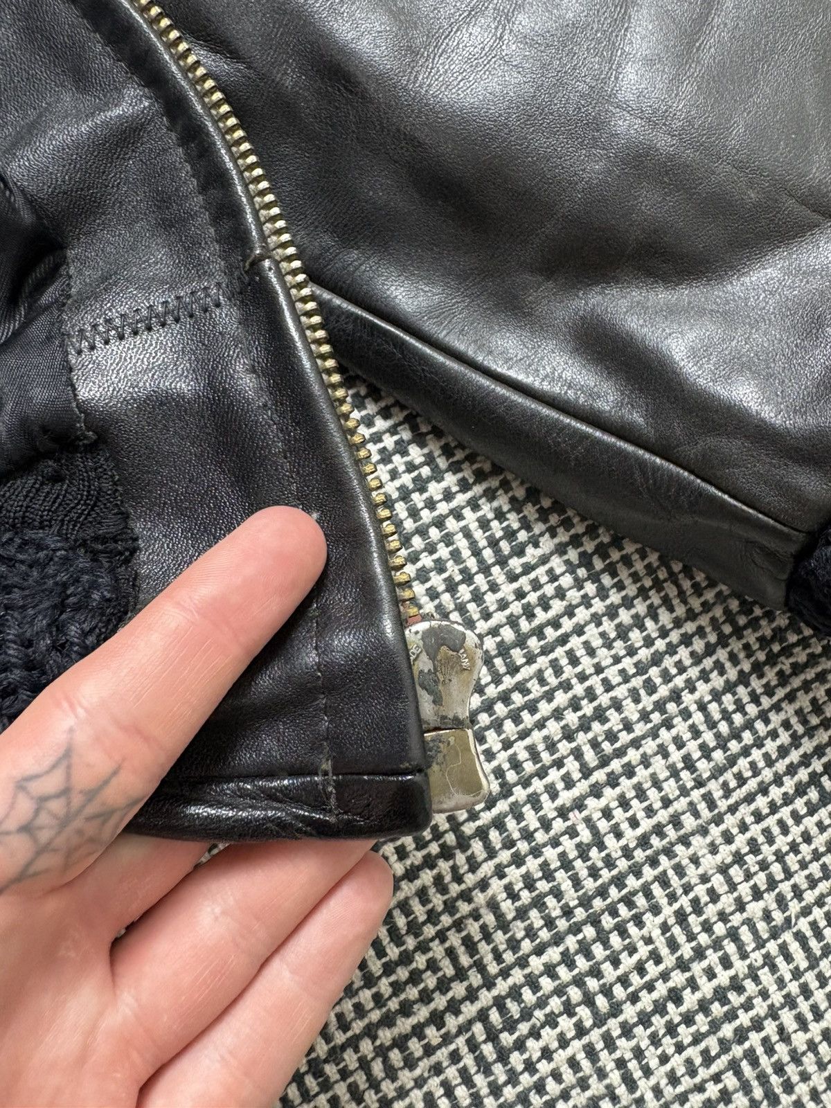 Leather WW2 40s Germany cropped cyclist leather bomber jacket grail Size US M / EU 48-50 / 2 - 8 Thumbnail
