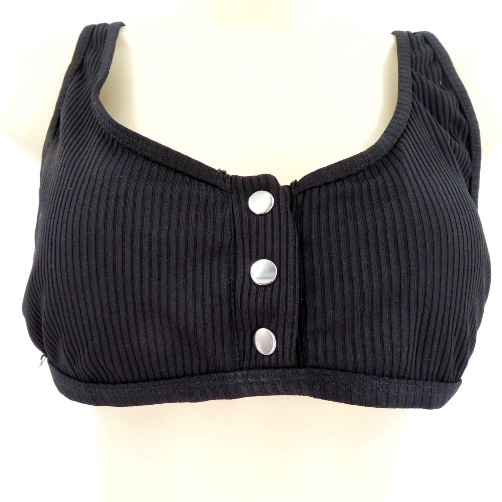 Vintage Sommer Ray Top Bikini Top L Black Solid Padded Wireless Women Swimsuit Shirt/Top Size L / US 10 / IT 46 - 3 Thumbnail