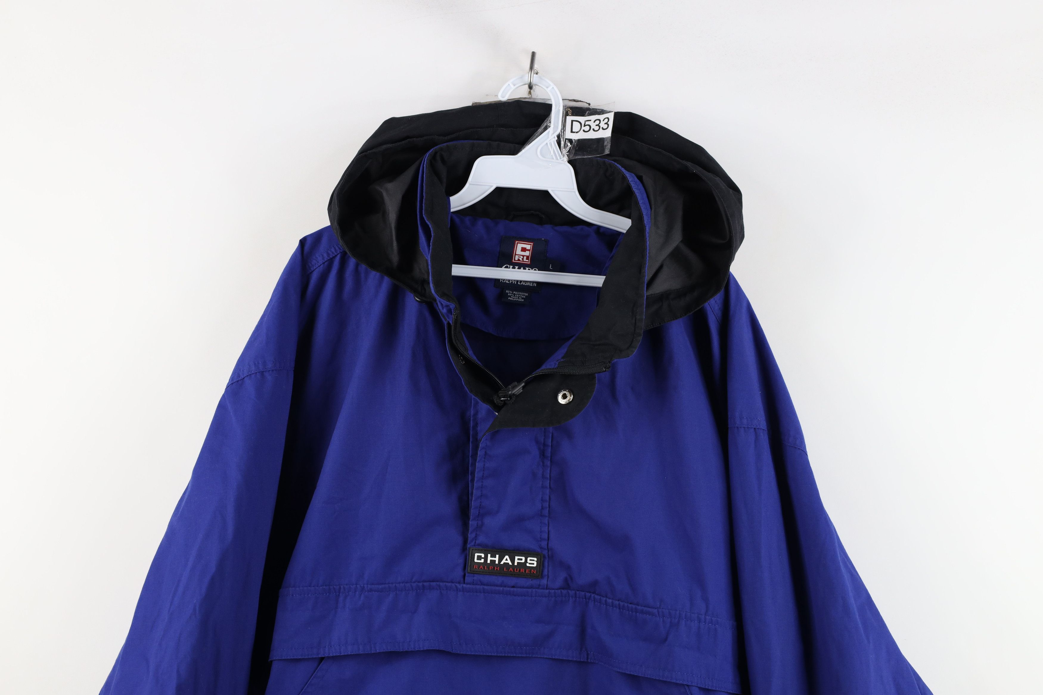 Ralph Lauren × Vintage Vintage 90s Chaps Ralph Lauren Hooded Anorak Jacket Blue Size US L / EU 52-54 / 3 - 2 Thumbnail