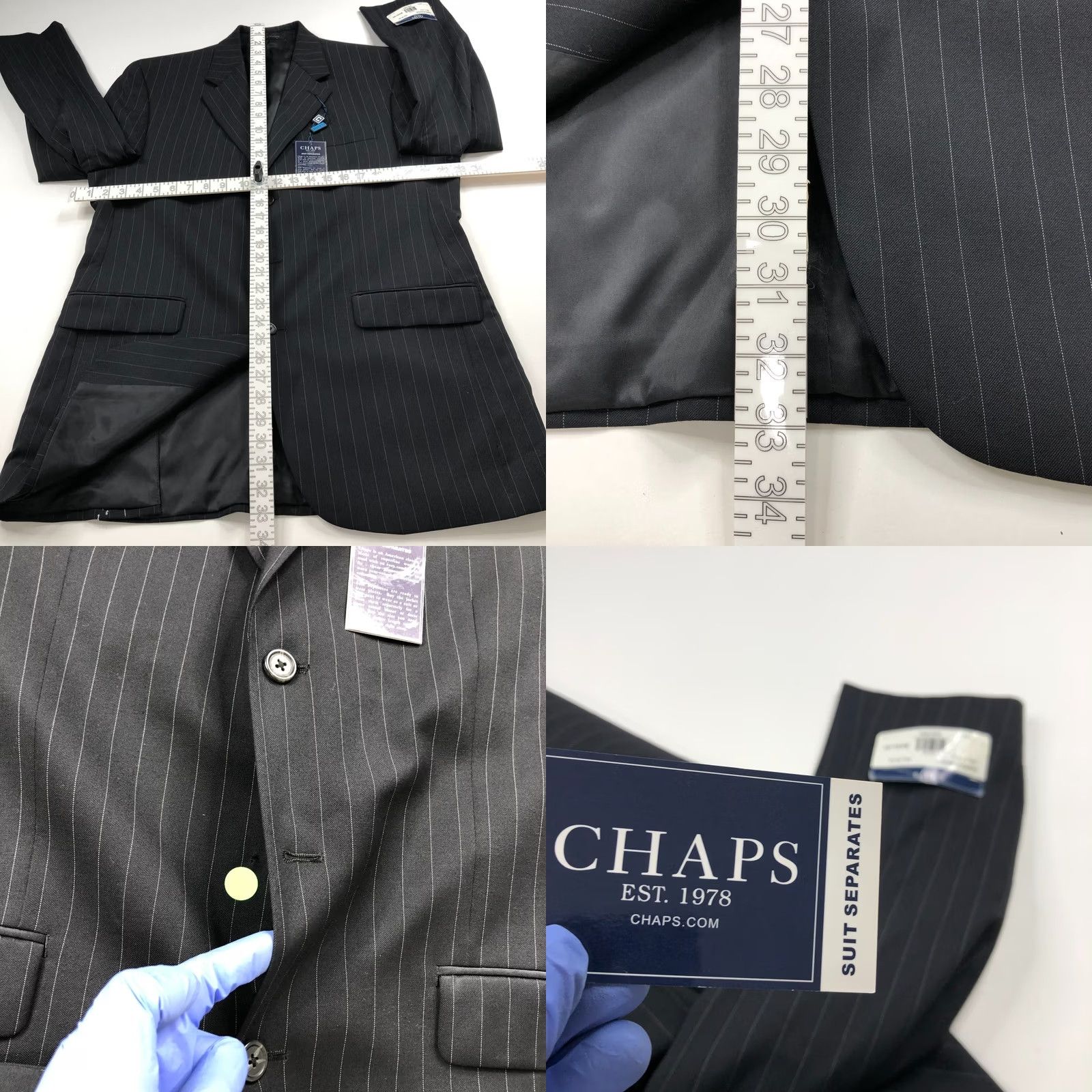 Chaps Chaps Suit Jacket Navy Pinstripe Wool 42 Long Wool Read Mens Coat & Suit Jacket With Inner Pockets Size 42R - 9 Thumbnail
