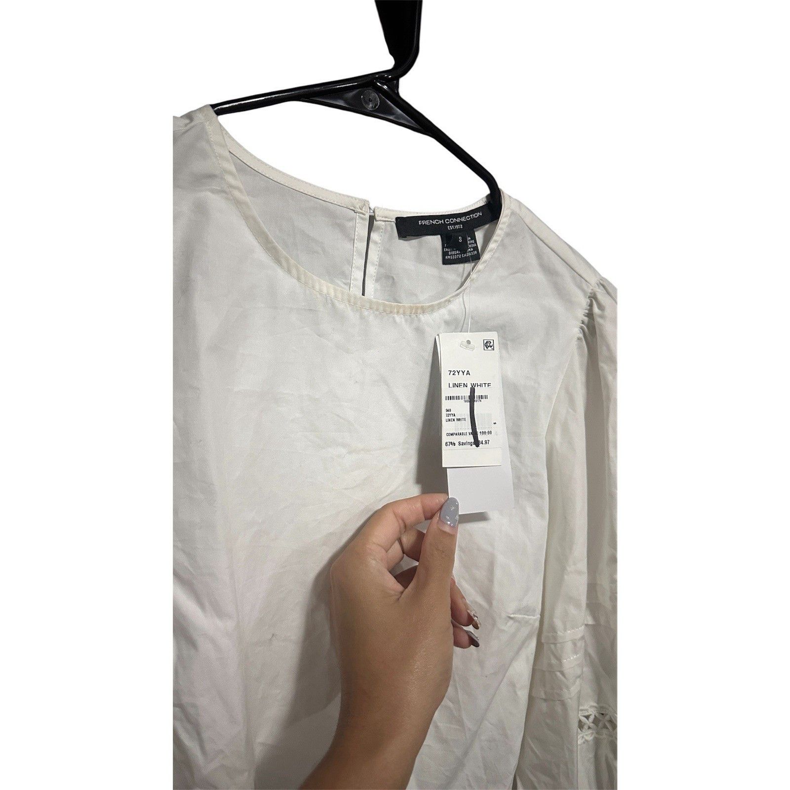 French Connection French Connection White Long Sleeve Top With Lace Design Size S / US 4 / IT 40 - 2 Thumbnail