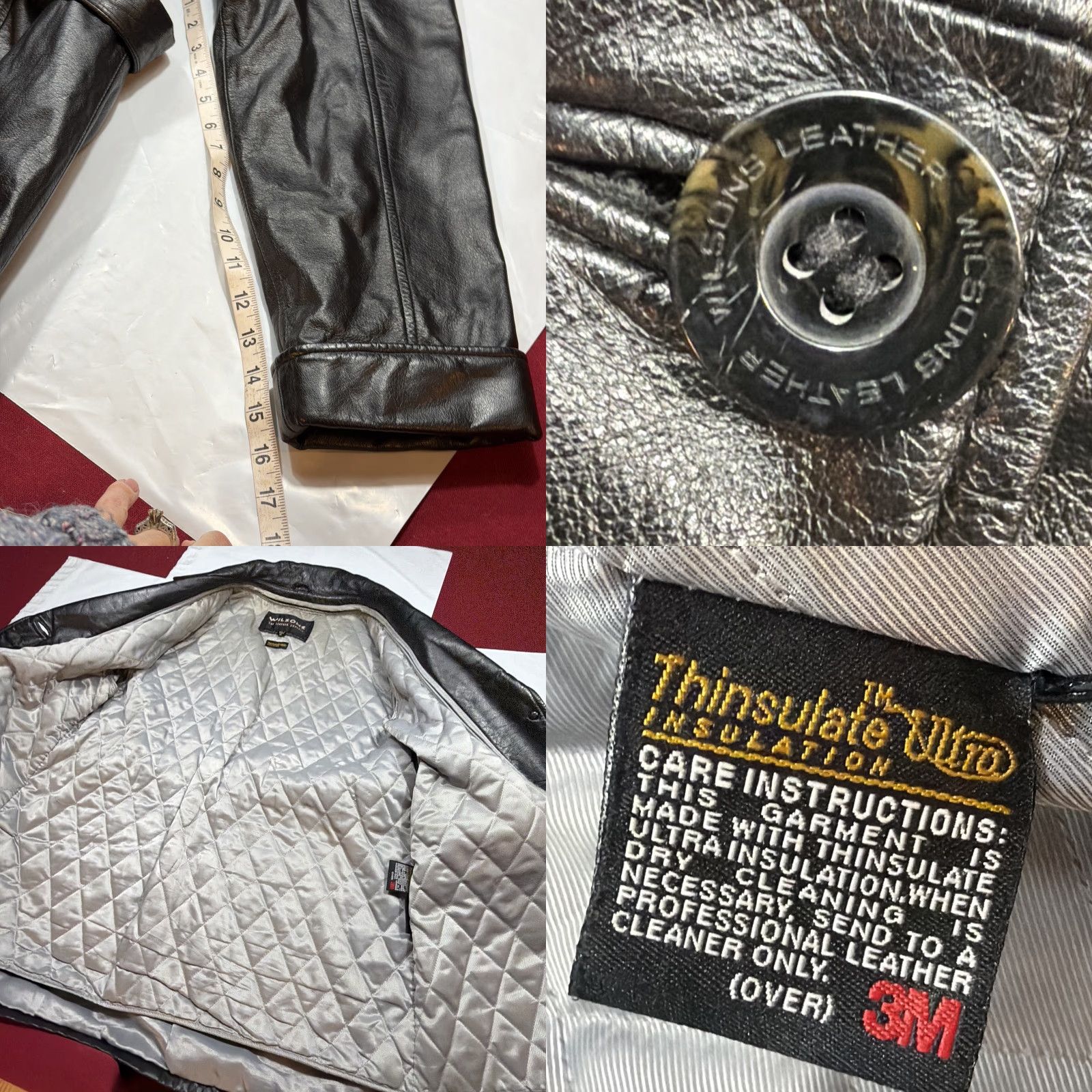 Wilson VINTAGE Wilson Leather Trench Coat Women XL Button Front Belted Pockets Thinsulate Lining 90s Classic Motorcycle, Black, Jacket Size XL / US 12-14 / IT 48-50 - 9 Thumbnail