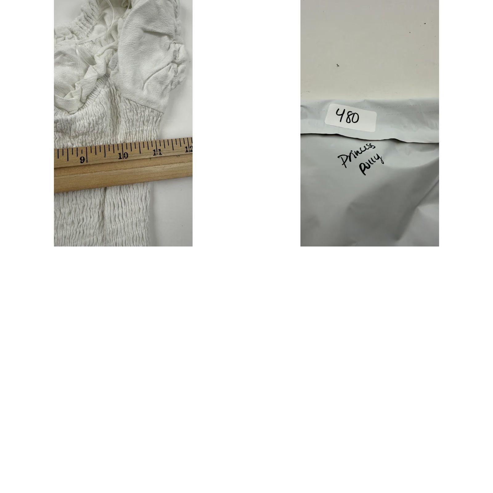 PRINCESS POLLY Princess Polly Bodysuit Womens US 4 White Smocked Off Shoulder Ruffle Tie Front Size S / US 4 / IT 40 - 8 Thumbnail