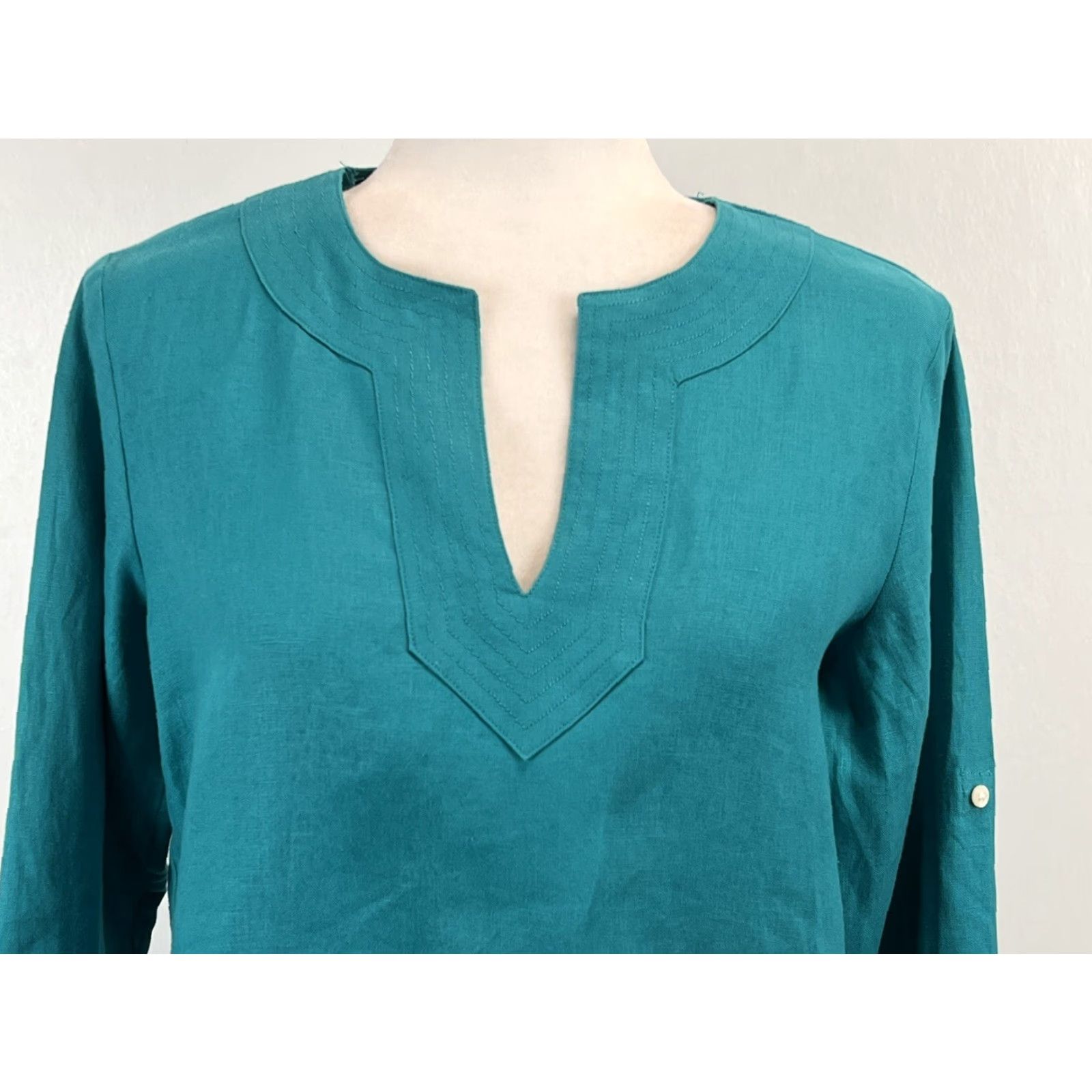 Ralph Lauren Lauren Ralph Lauren Linen Tunic Shirt Sz S Teal Women Size S / US 4 / IT 40 - 5 Thumbnail