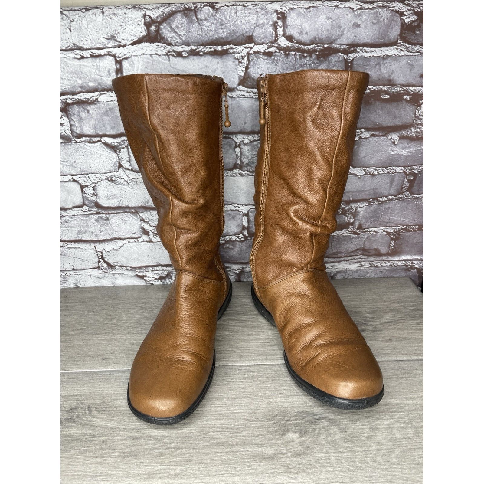 Hush Puppies Hush Puppies Mystery Brown Leather Side Zipper Riding Boots Size US 8.5 / IT 38.5 - 11 Thumbnail