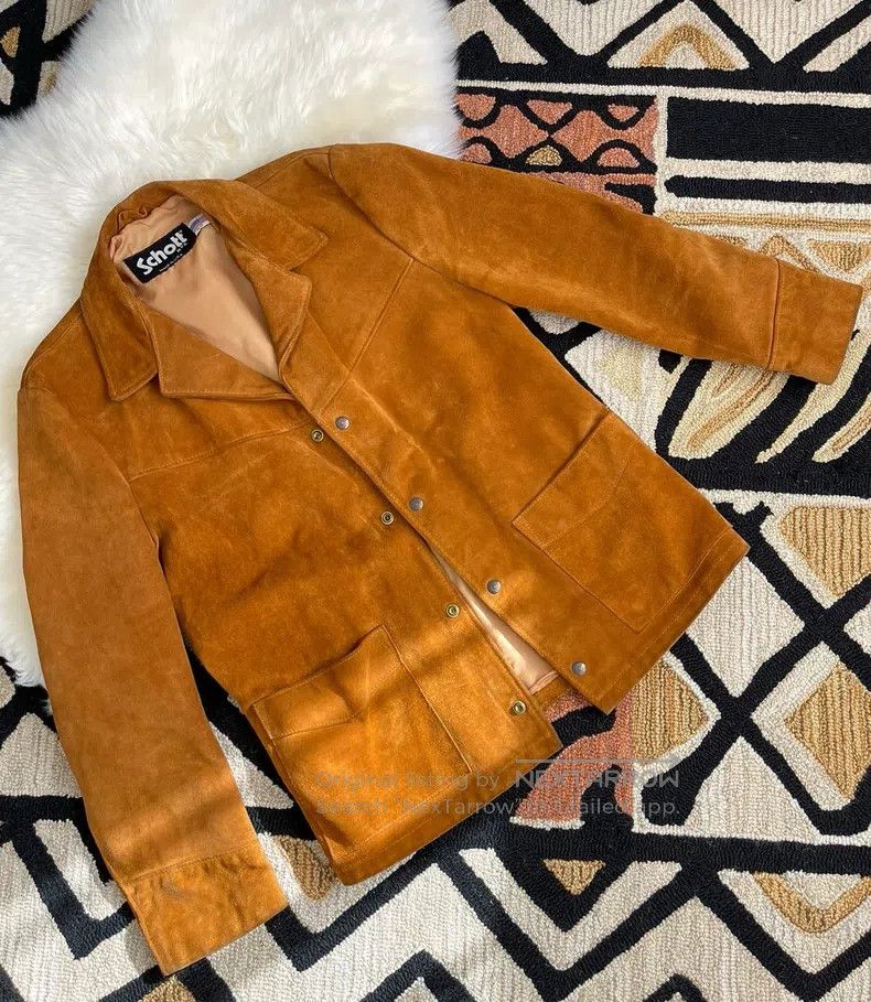 Schott Schott Farmer pumpkin-colored suede suit jacket Size US XXL / EU 58 / 5 - 2 Thumbnail