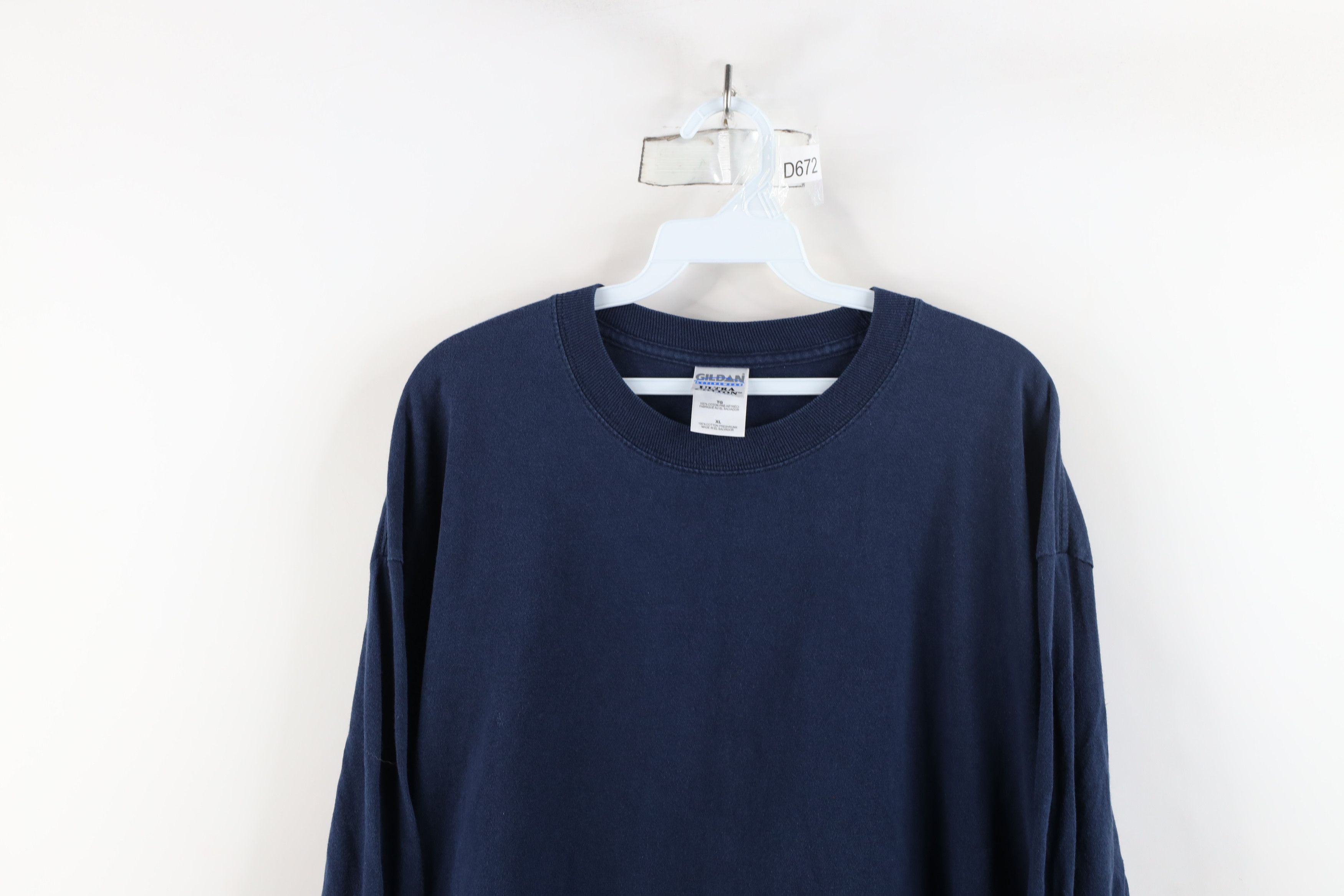 Vintage Vintage 90s Streetwear Heavy Cotton Long Sleeve T-Shirt Navy Size US XL / EU 56 / 4 - 2 Thumbnail
