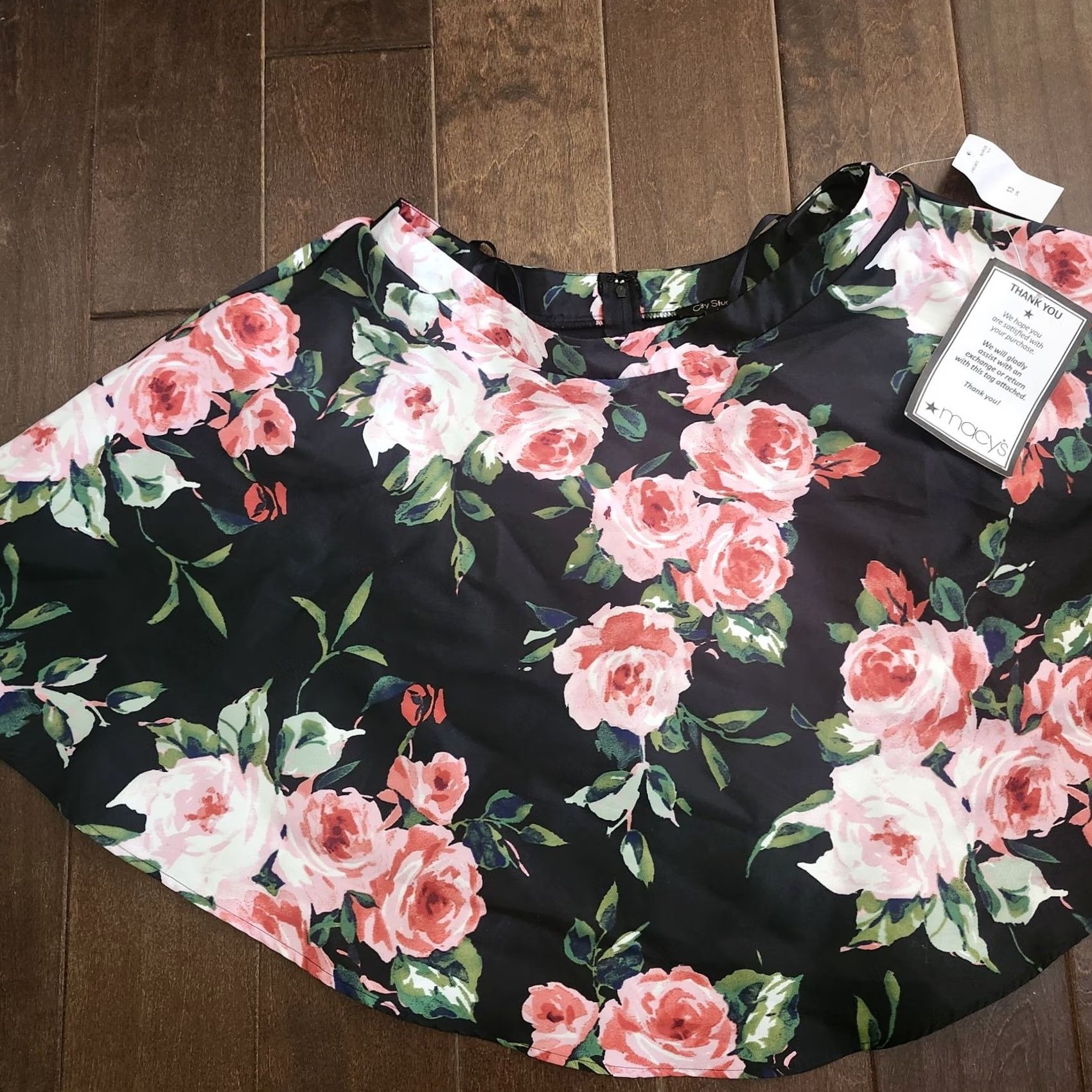 Vintage VINTAGE City Studio ROSE Black Rose Floral Party Skirt NWT - Size 13 Size 34" / US 12 / IT 48 - 4 Thumbnail