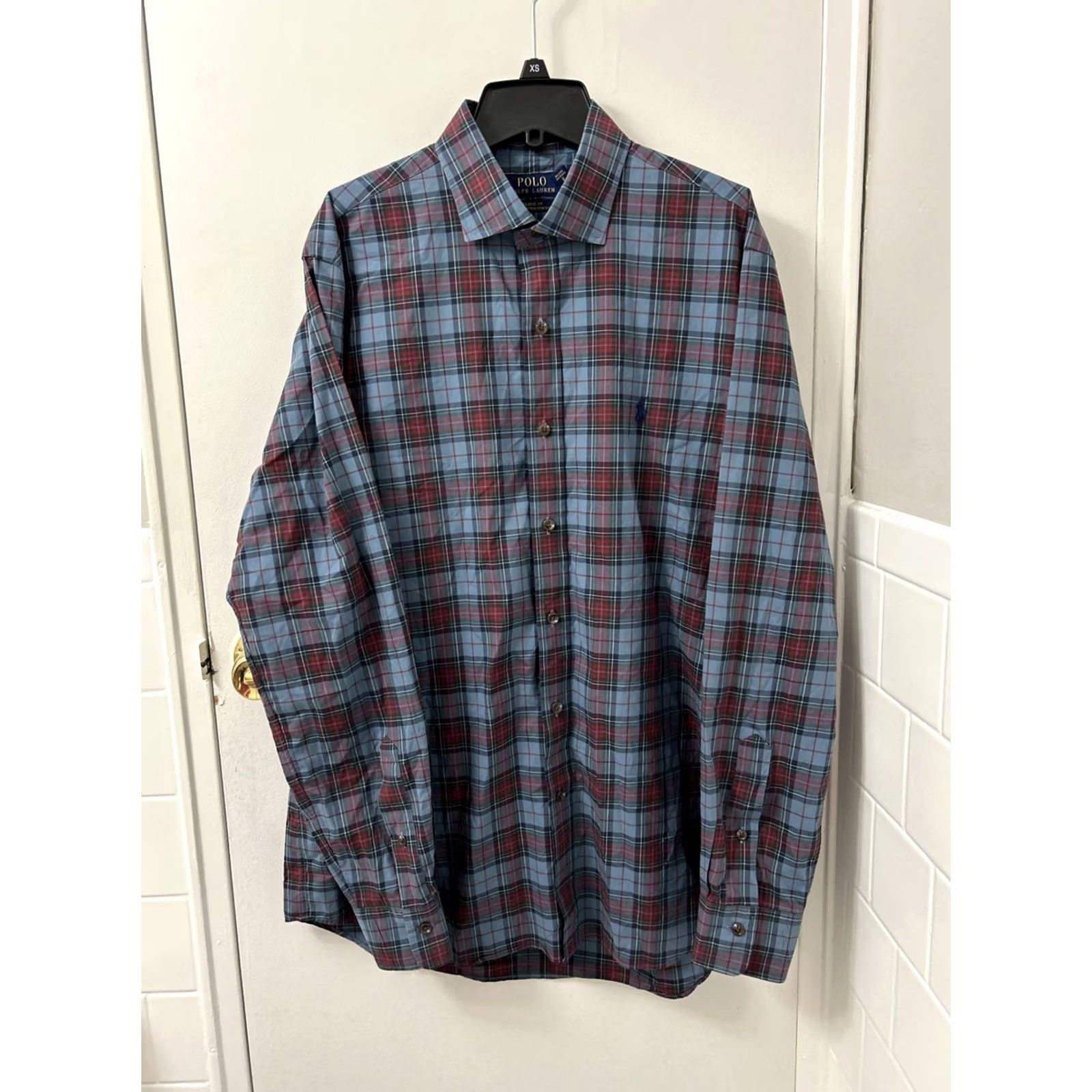 Polo Ralph Lauren Polo Ralph Lauren Shirt Mens L Blue Red 100% Cotton Stretch Plaid Button Up L/S Mens Regular Modern Classic Mens Shirt Size US L / EU 52-54 / 3 - 2 Thumbnail