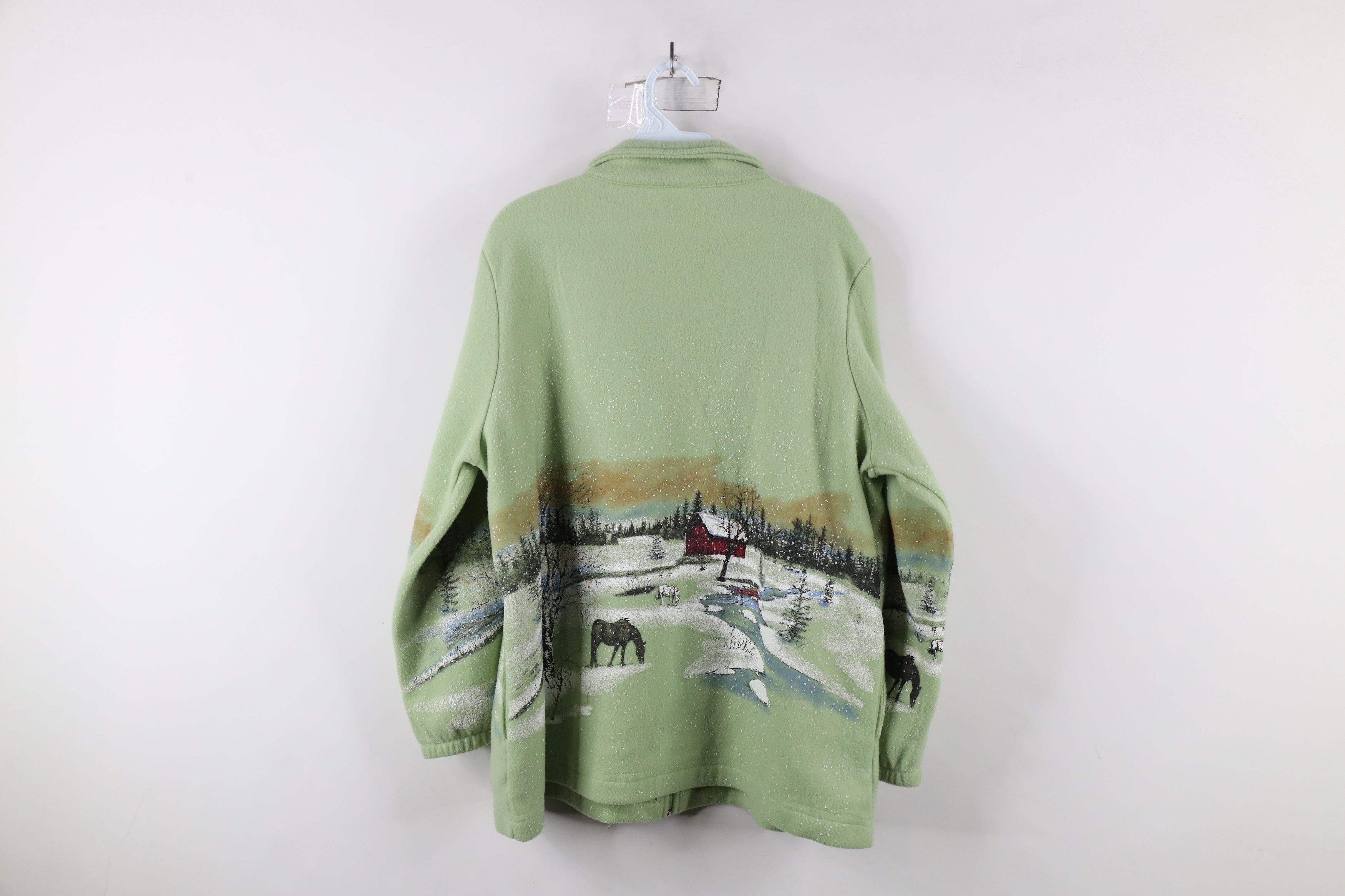 Vintage Vintage 90s Streetwear Print Christmas Horse Fleece Jacket Size L / US 10 / IT 46 - 12 Thumbnail