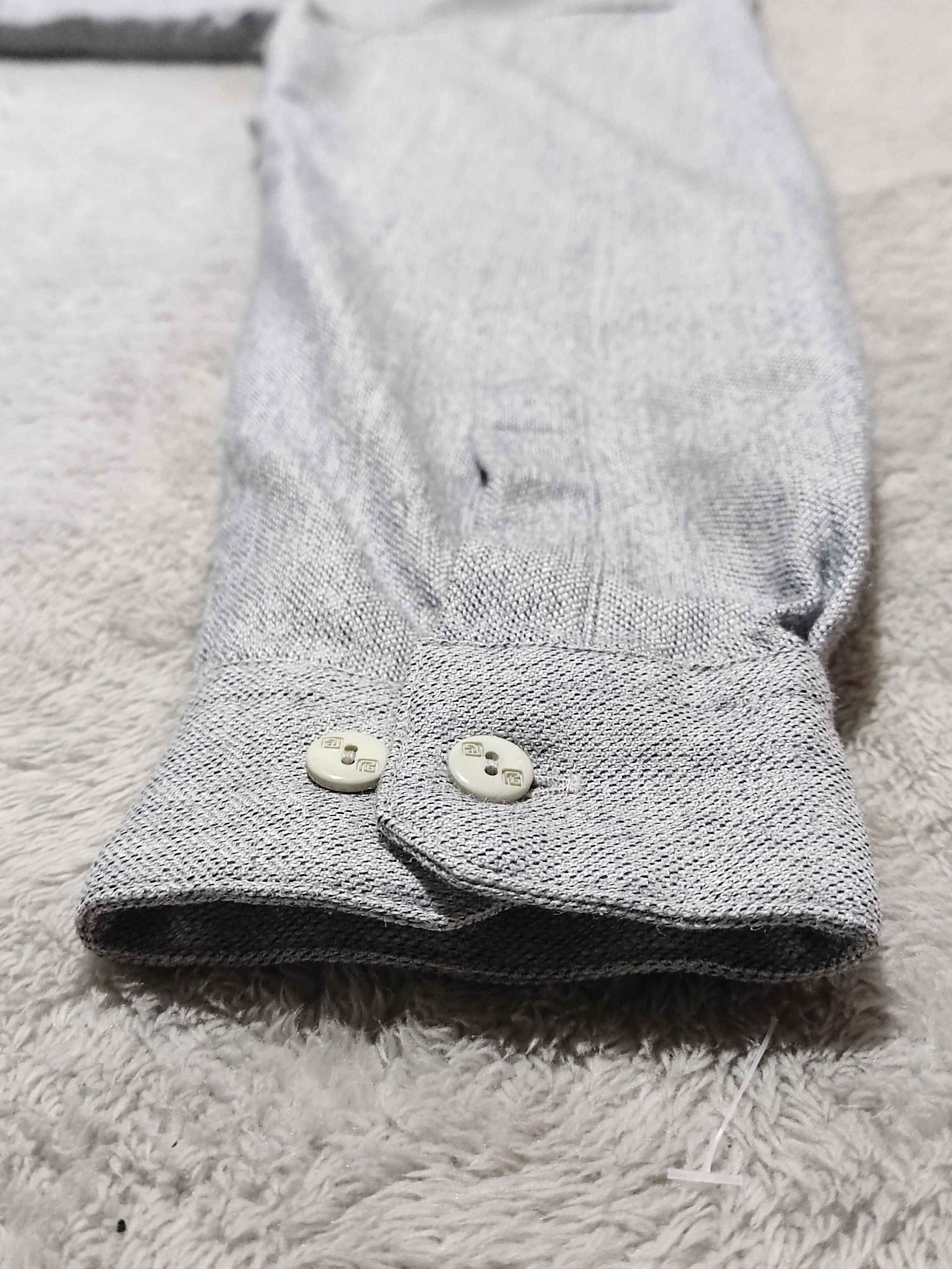 Pierre Balmain Pierre Balmain Leather Belt- Wool/Slik Button Up Gray Shirt Size 46 - 7 Thumbnail