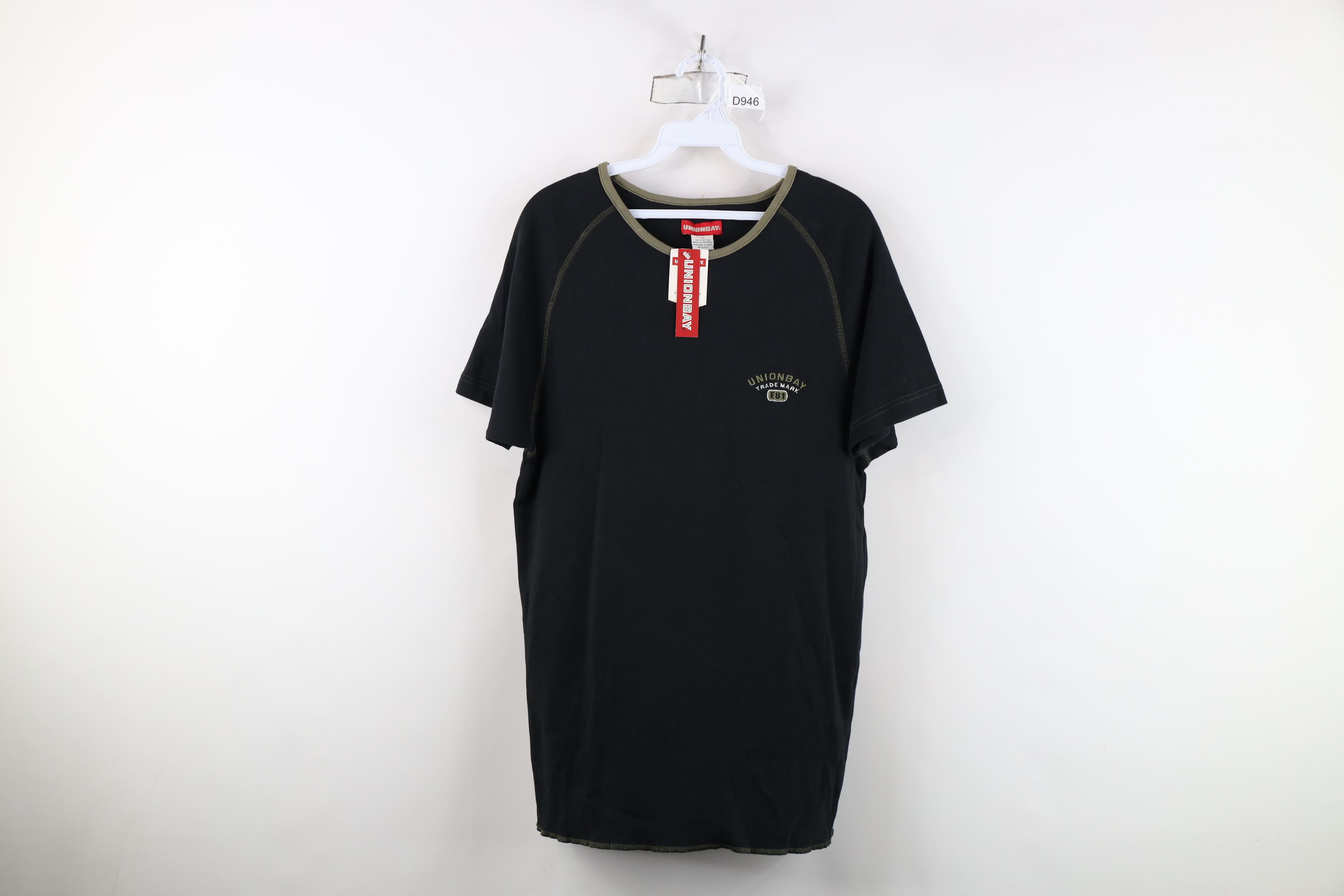 UNIONBAY Deadstock Vintage 90s Unionbay Ribbed Knit T-Shirt Black Size XL / US 12-14 / IT 48-50 - 1 Thumbnail