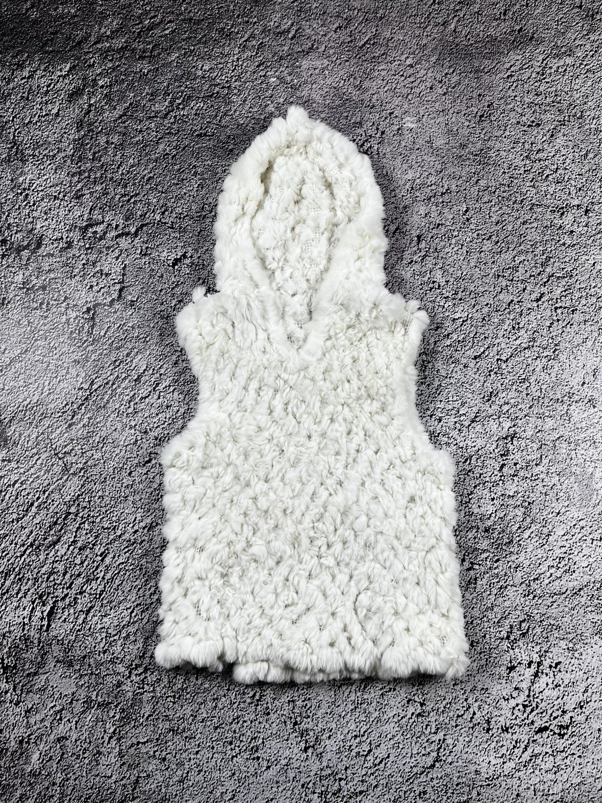 Japanese Brand Vintage Y2K mesh fuzzy sleeveless hoodie avant garde style Size S / US 4 / IT 40 - 1 Thumbnail