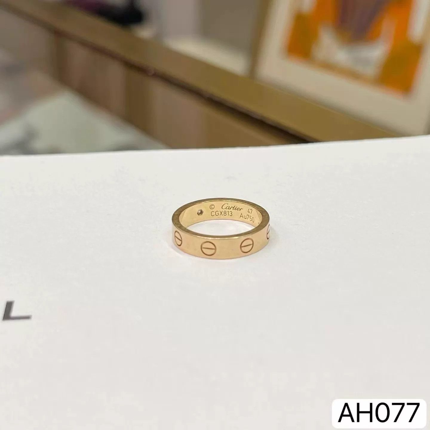 Cartier Cartier Love Rose Gold 1-Diamond Ring Size 47 Mint Size ONE SIZE - 4 Thumbnail