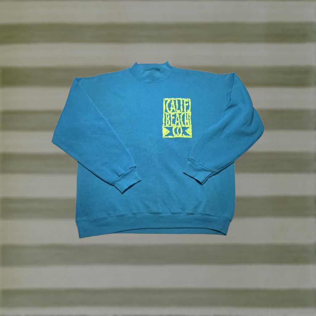 Tultex Tultex Sweatshirt Mens Large Teal California Beach Co. 80s Vintage Ski Graphic Pullover Knit Cotton Long Sleeve Logo 80s Theme Men’s Size L Size US L / EU 52-54 / 3 - 1 Thumbnail