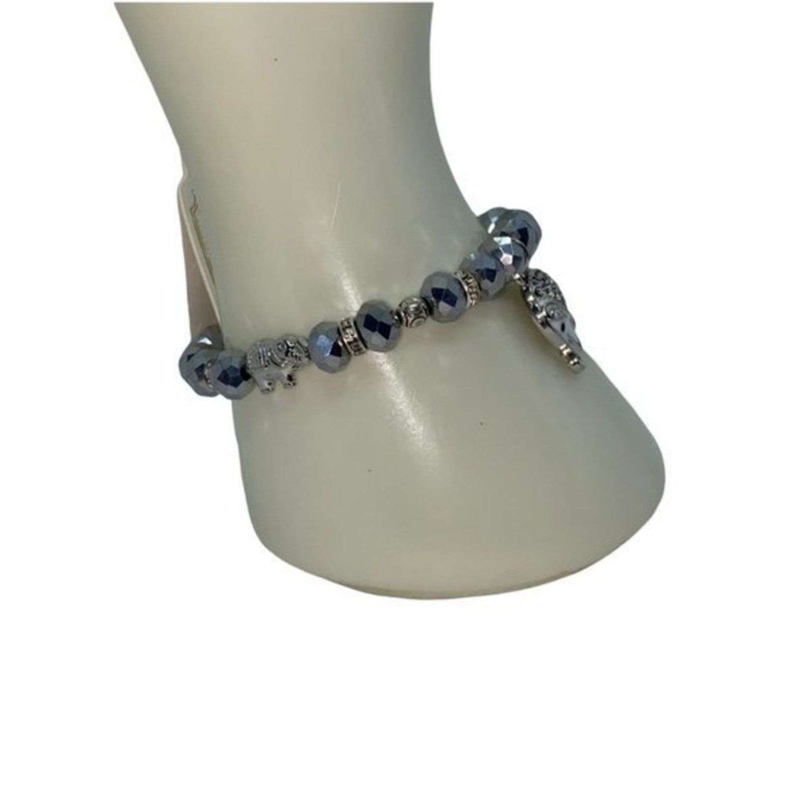 Other NWT Silver Beaded Silver-Tone Elephant Stretch Bracelet Size ONE SIZE - 5 Thumbnail