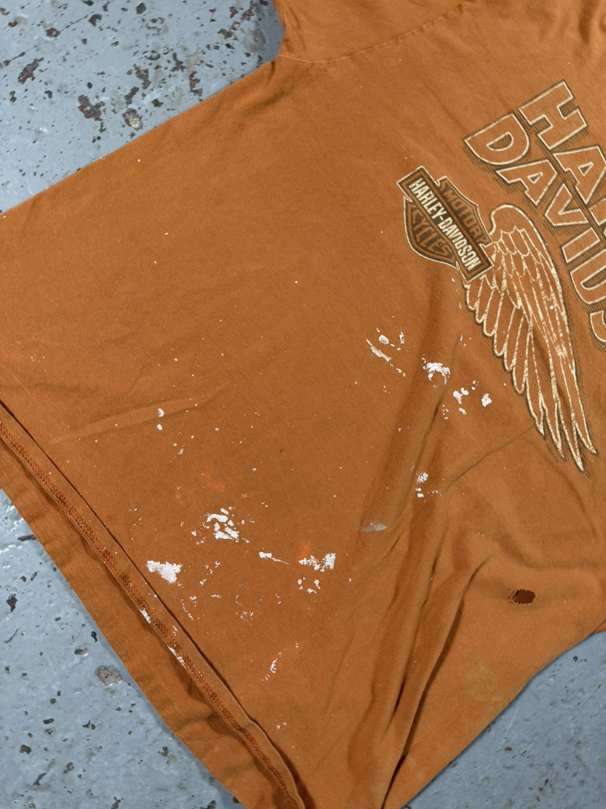 Harley Davidson Vintage Thrashed Harley Davidson Wing Tee Burnt Orange Size US XL / EU 56 / 4 - 2 Thumbnail