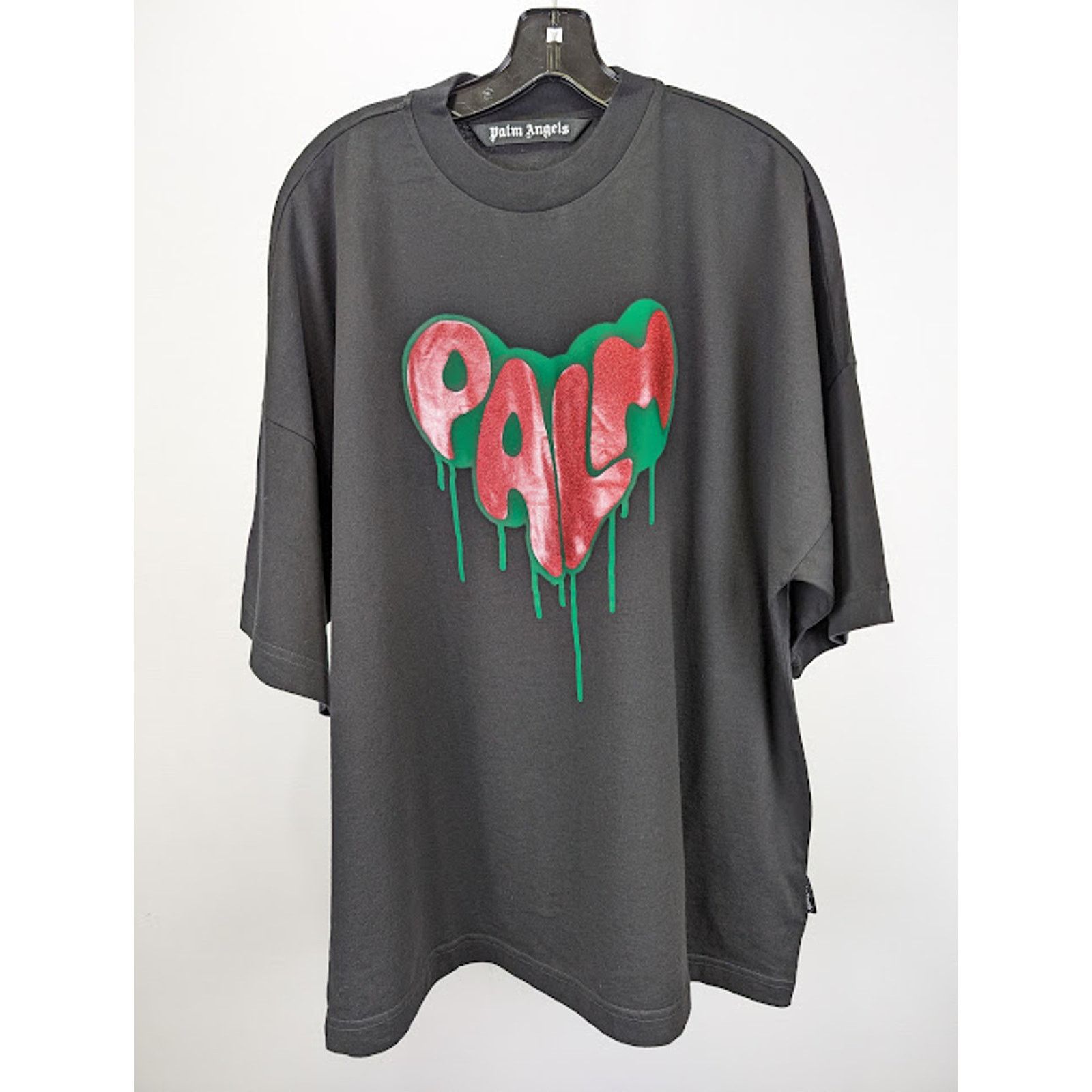 Palm Angels o1rshd1 Spray Heart Loose T-Shirt in Black / Fuchsia L Size US L / EU 52-54 / 3 - 1 Thumbnail